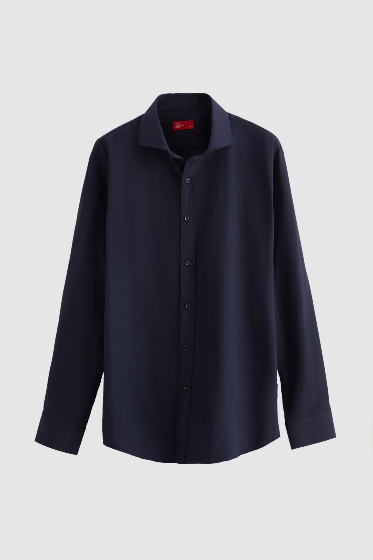 Ds Damat Slim Fit Italian Collar Slim Cut Classic Tie Long Sleeve Easy Iron Breathable Shirt - Navy Blue