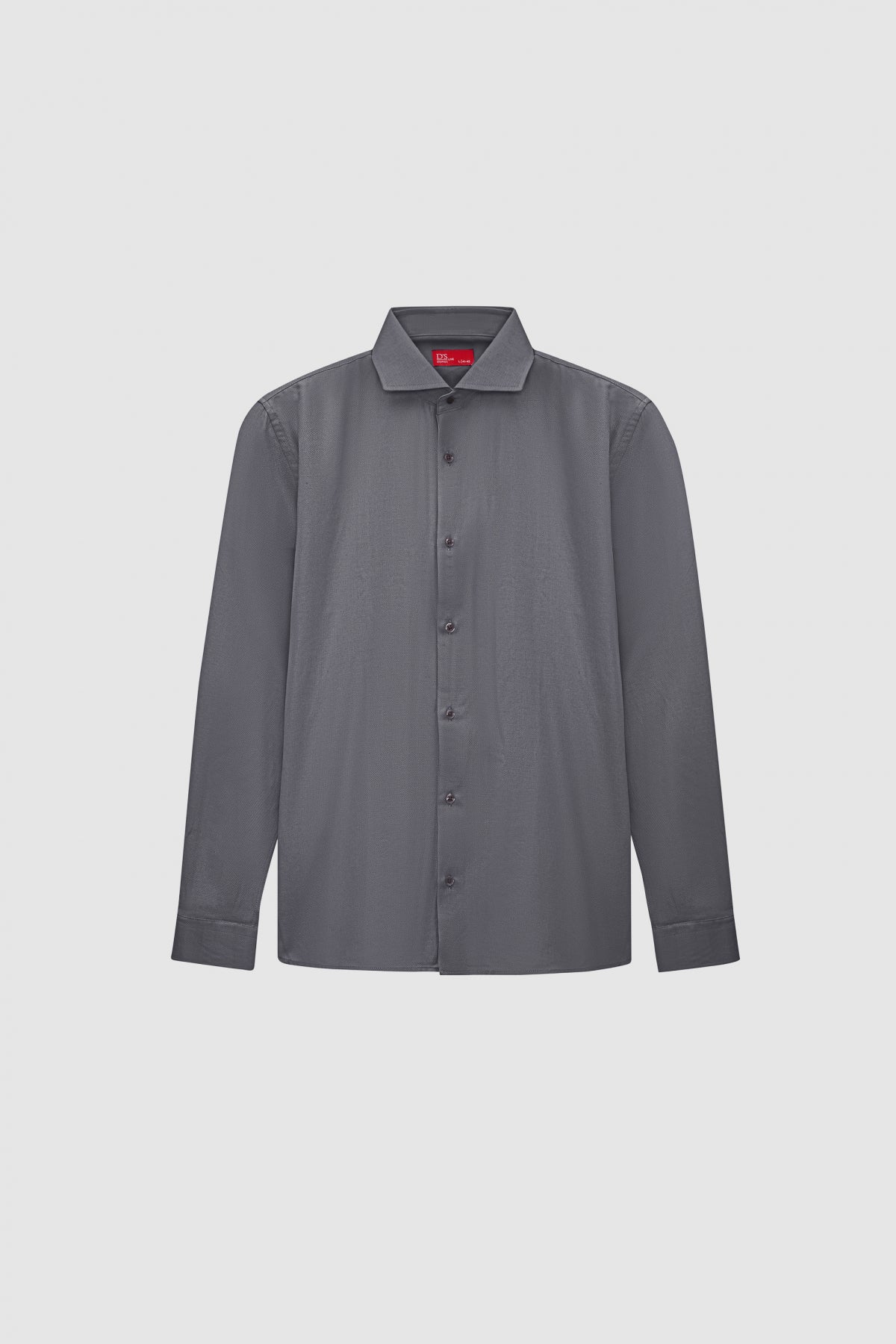 Ds Damat Slim Fit Italian Collar Textured Long-Sleeve Easy-Iron Breathable Four-Season Shirt - Anthracite