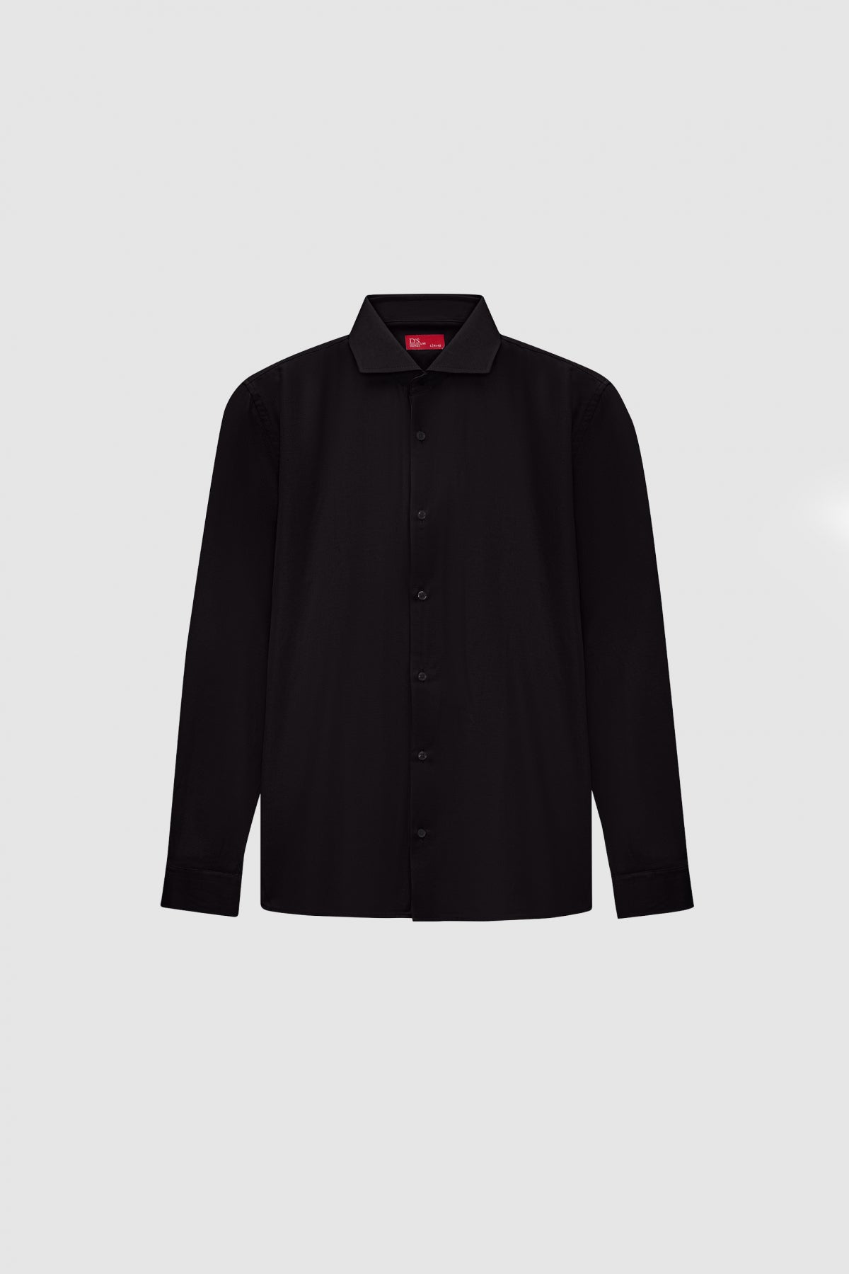 Ds Damat Slim Fit Italian Collar Textured Long-Sleeve Easy-Iron Breathable Four-Season Shirt - Black