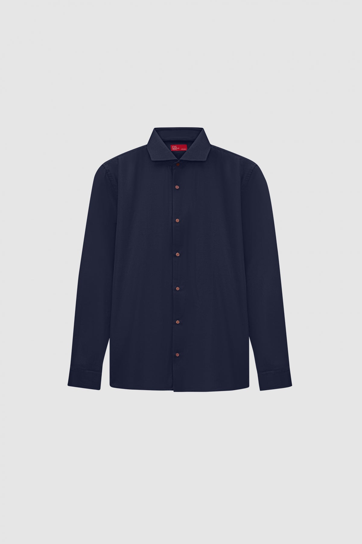 Ds Damat Slim Fit Italian Collar Textured Long-Sleeve Easy-Iron Breathable Four-Season Shirt - Navy Blue