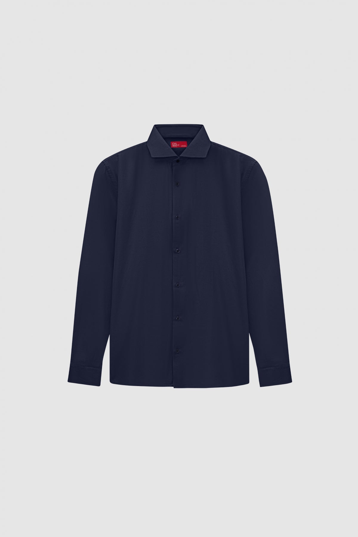 Ds Damat Slim Fit Italian Collar Textured Long-Sleeve Easy-Iron Breathable Four-Season Shirt - Navy Blue