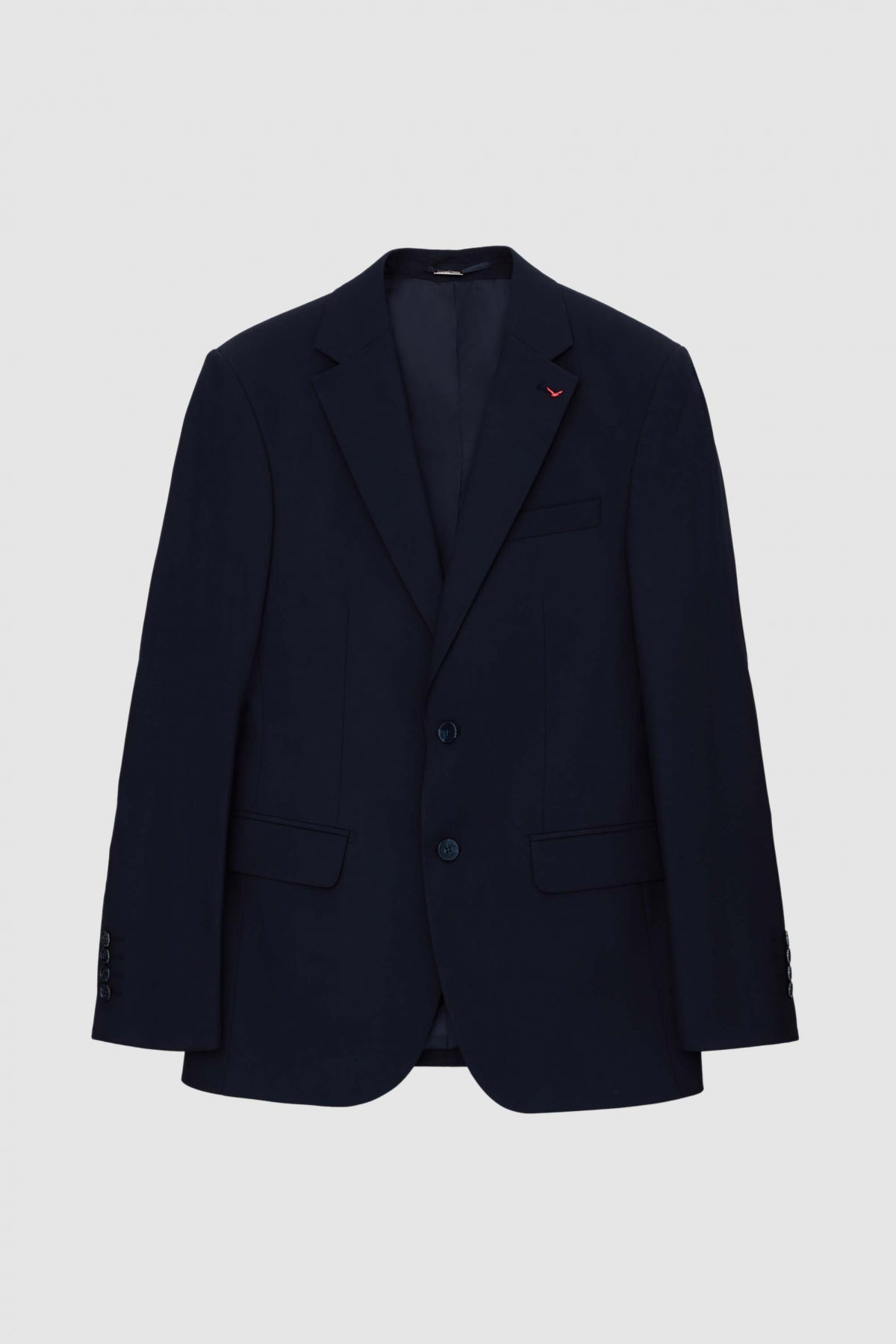 Ds Damat Slim Fit Mono Collar Single Vent Lined Suit with Vest - Navy Blue