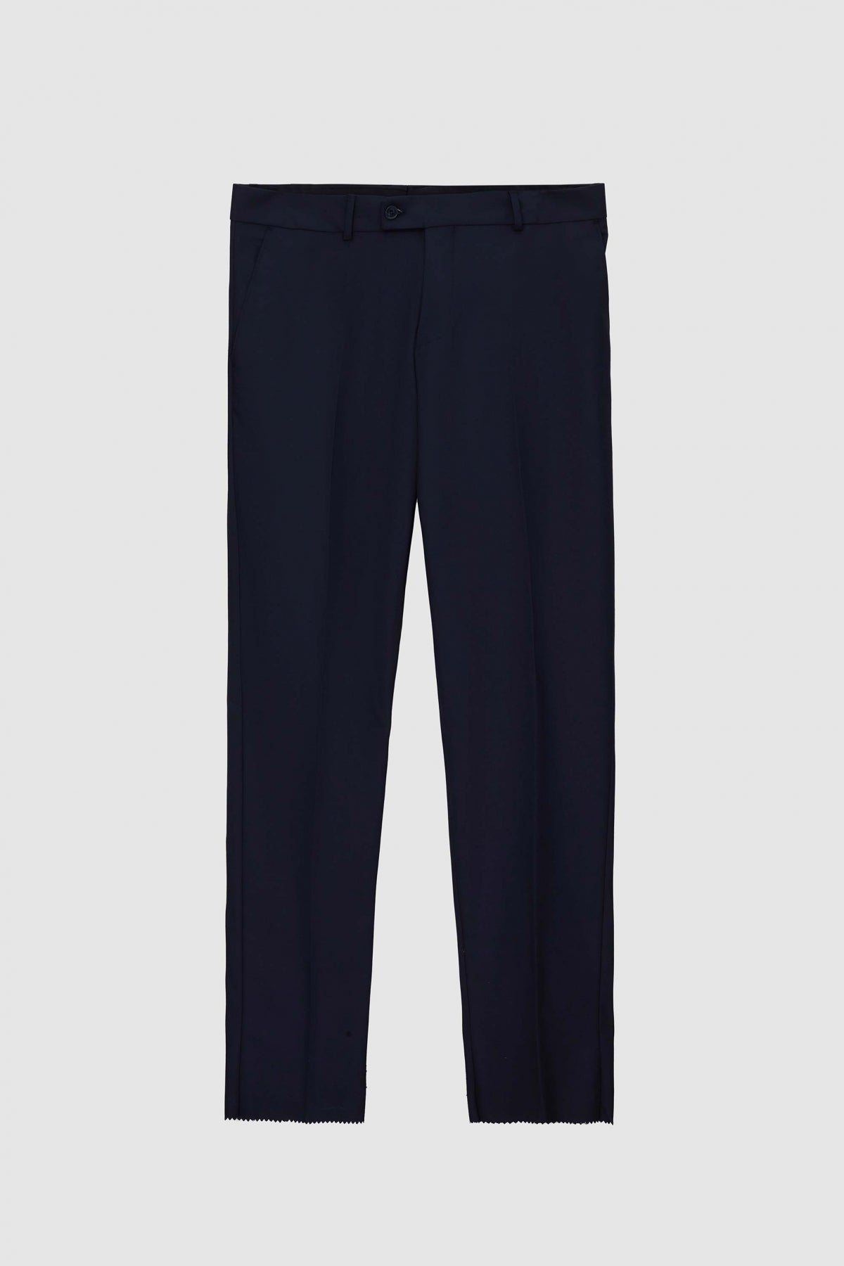 Ds Damat Slim Fit Mono Collar Single Vent Lined Suit with Vest - Navy Blue