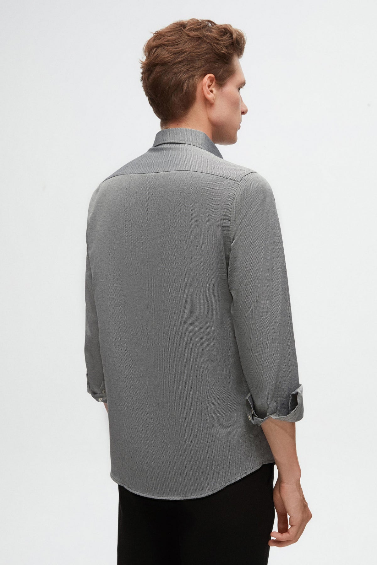 Ds Damat Slim Fit Oxford Button-Down Easy Iron Embroidered Detail Cotton Shirt - Anthracite