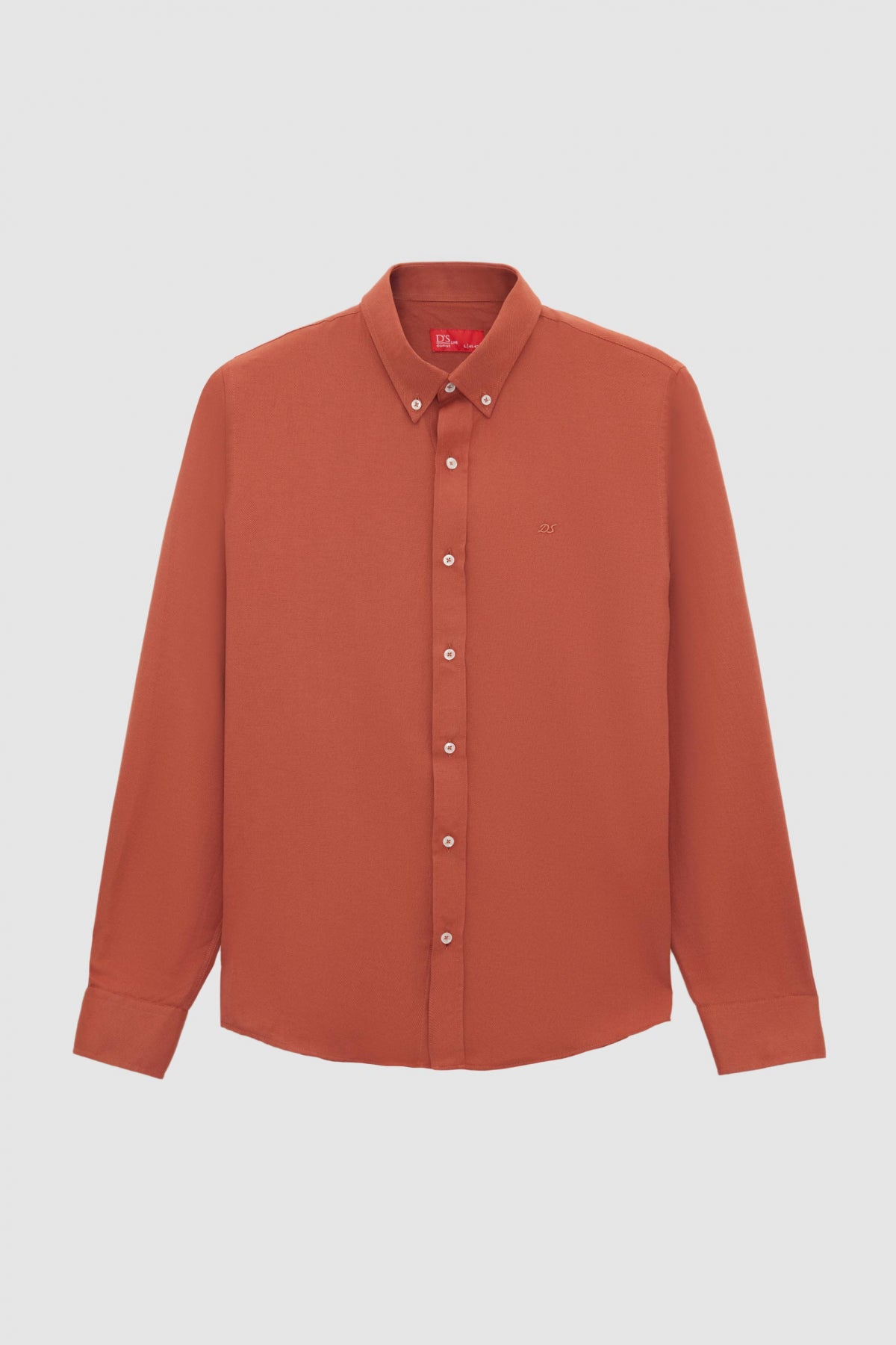 Ds Damat Slim Fit Oxford Button-Down Easy Iron Embroidered Detail Cotton Shirt - Cinnamon