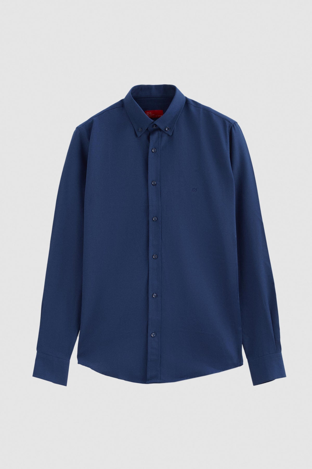 Ds Damat Slim Fit Oxford Button-Down Easy Iron Embroidered Detail Cotton Shirt - Indigo