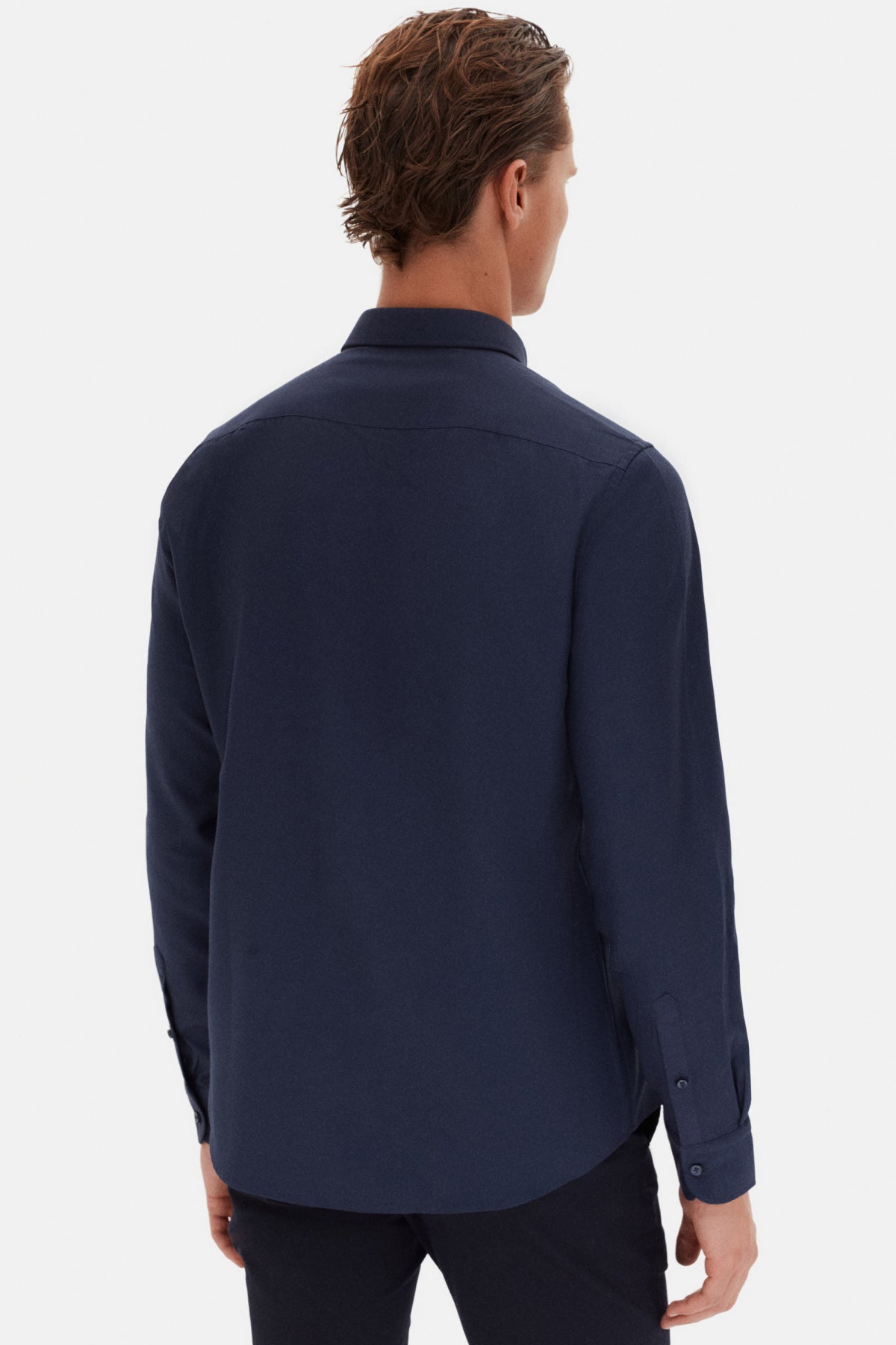 Ds Damat Slim Fit Oxford Button-Down Easy Iron Embroidered Detail Cotton Shirt - Navy Blue