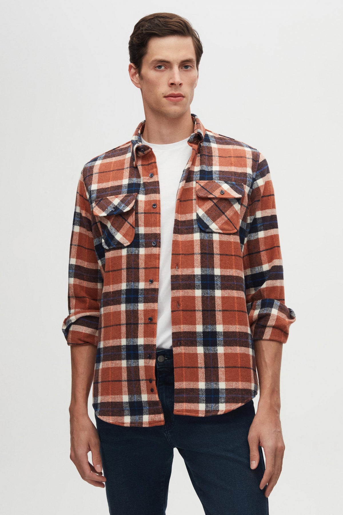 Ds Damat Slim Fit Plaid Lumberjack Shirt - Cinnamon