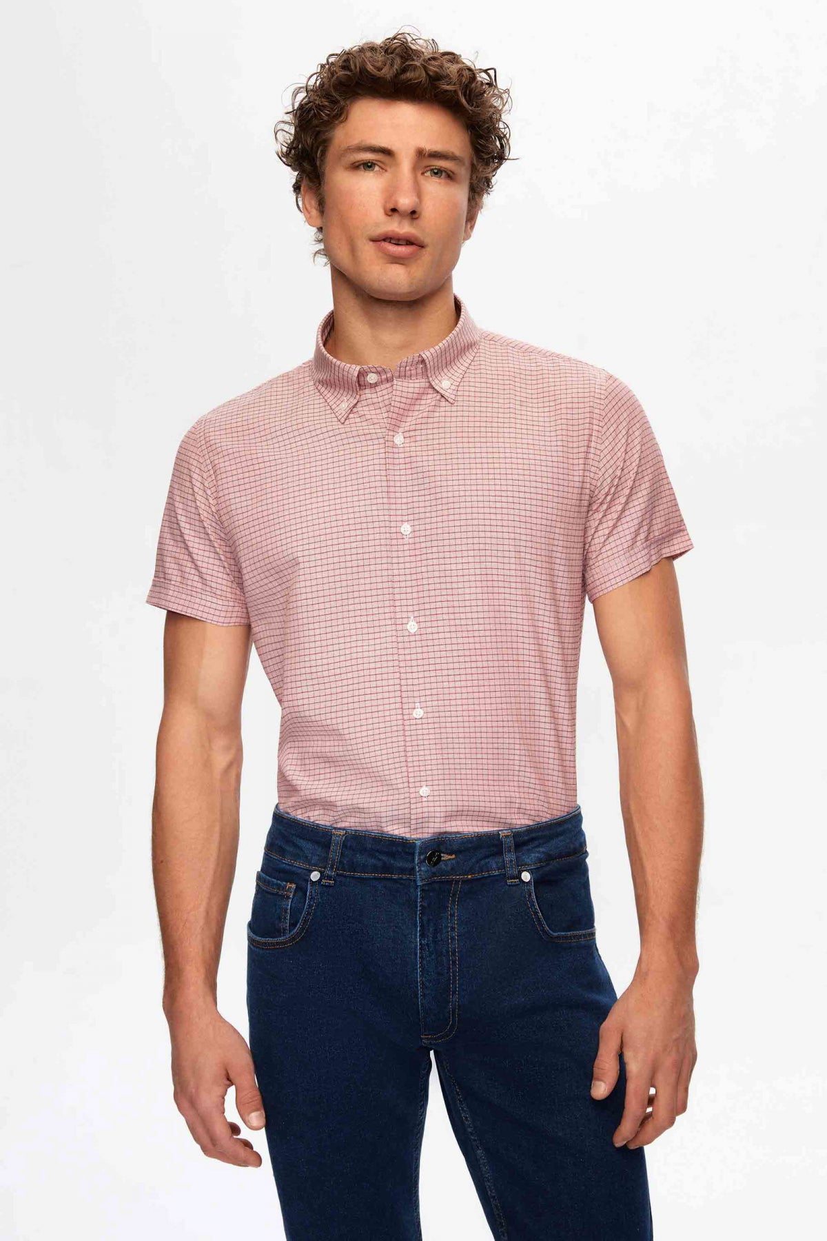 Ds Damat Slim Fit Plaid Shirt - Burgundy