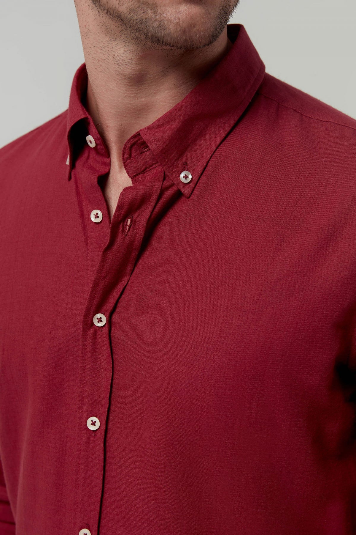 Ds Damat Slim Fit Plain Cotton Shirt - Brick