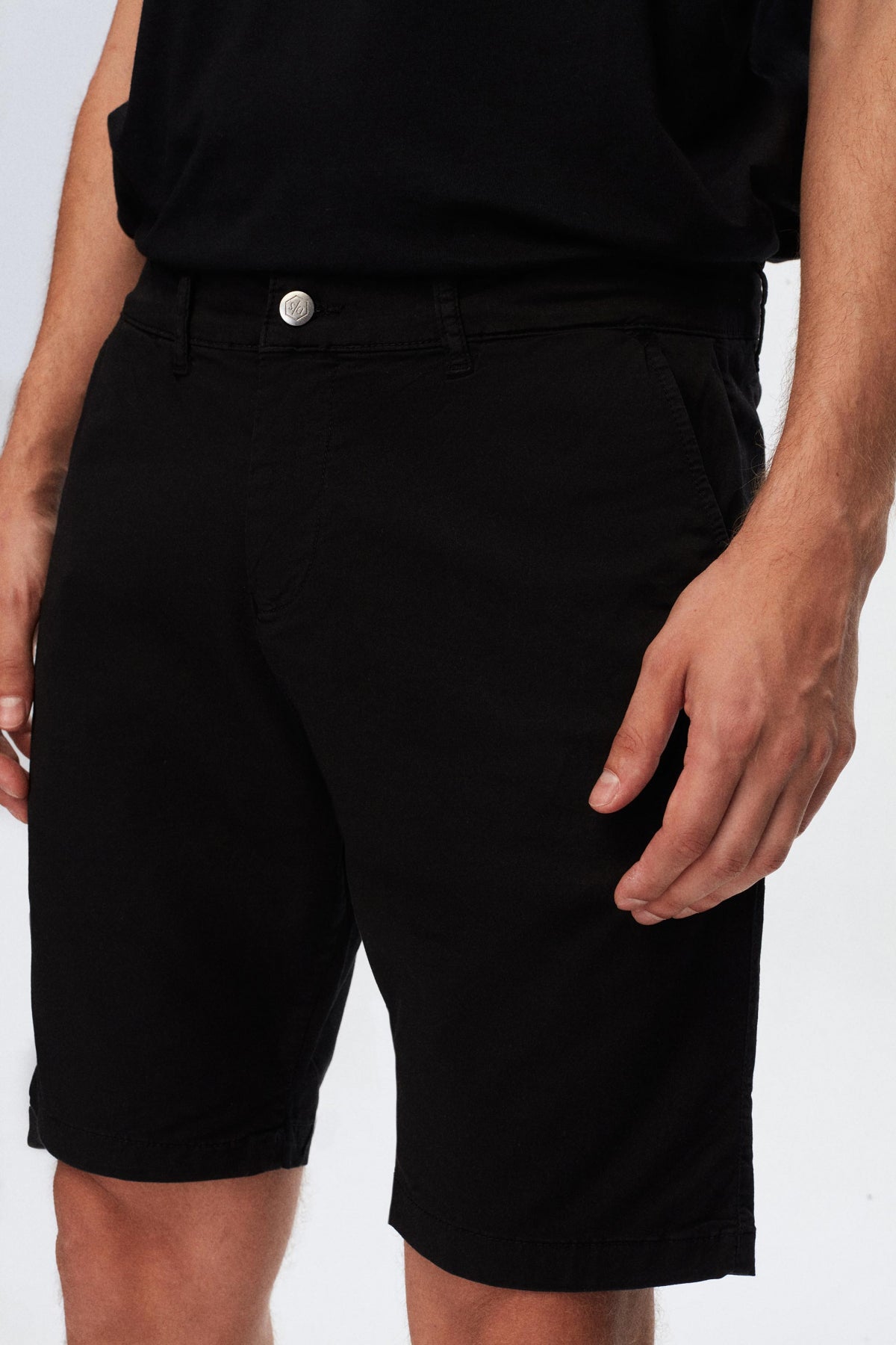 Ds Damat Slim Fit Side Pocket Cotton Chino Shorts - Black