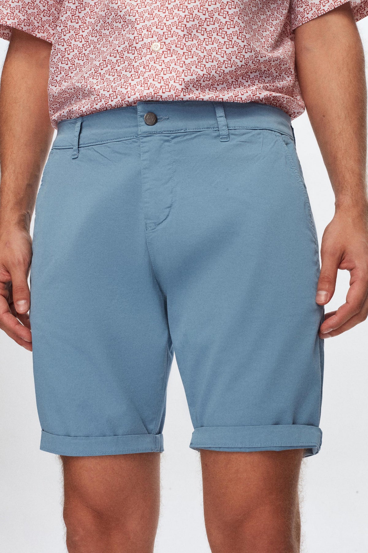 Ds Damat Slim Fit Side Pocket Cotton Chino Shorts - Indigo