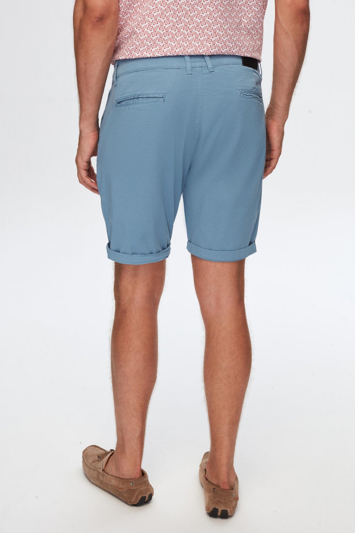 Ds Damat Slim Fit Side Pocket Cotton Chino Shorts - Indigo