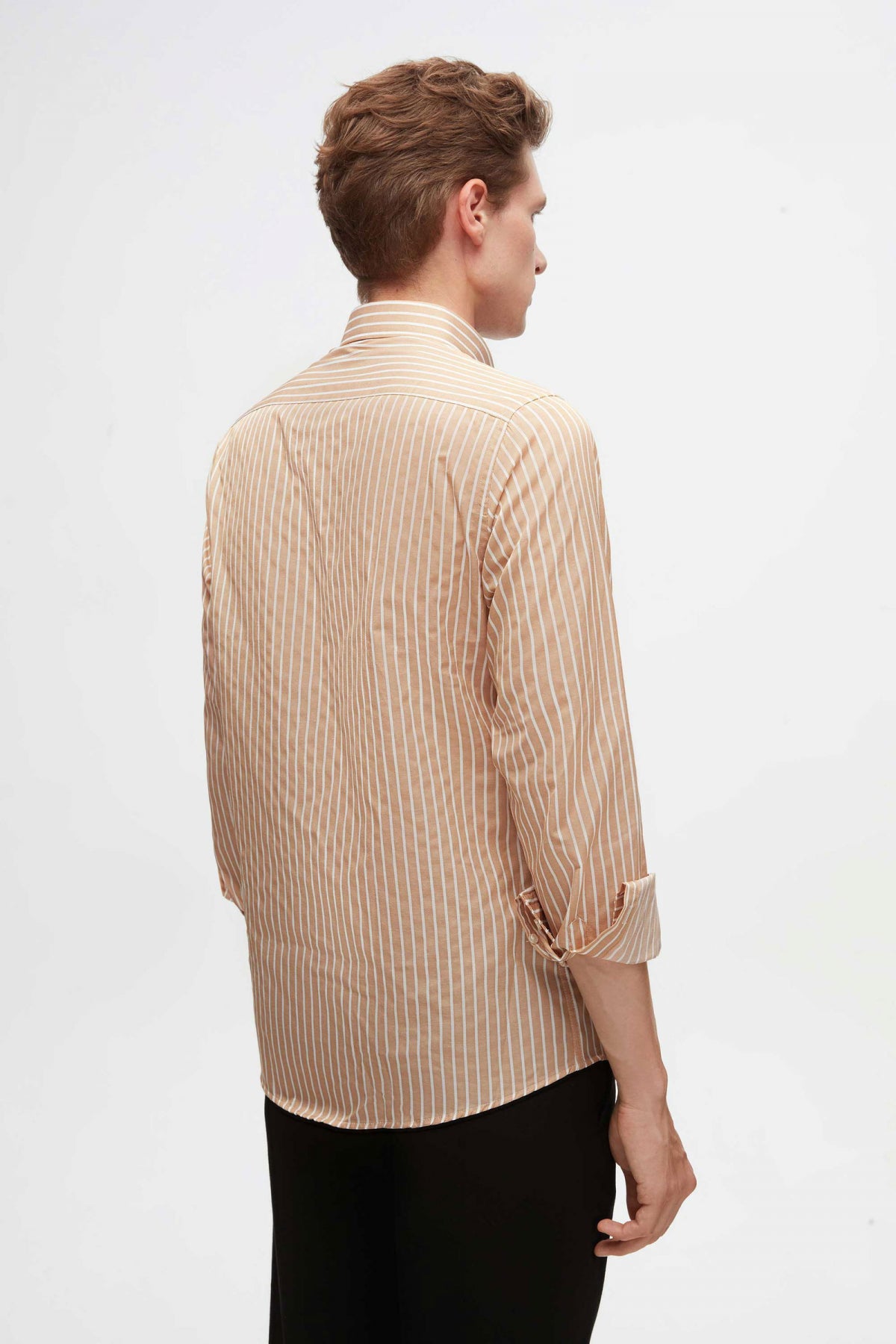Ds Damat Slim Fit Striped Shirt - Beige