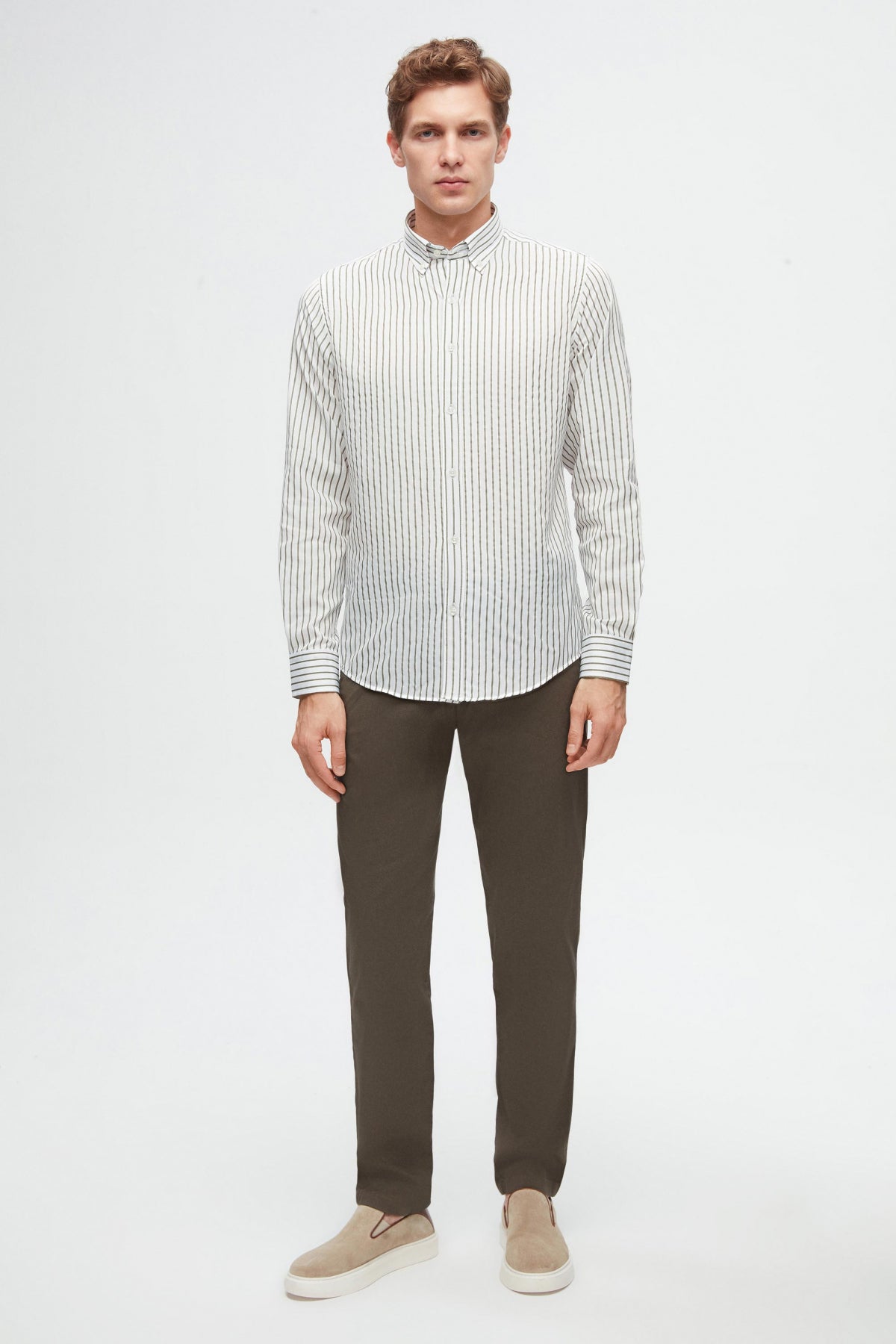 Ds Damat Slim Fit Striped Shirt - Green