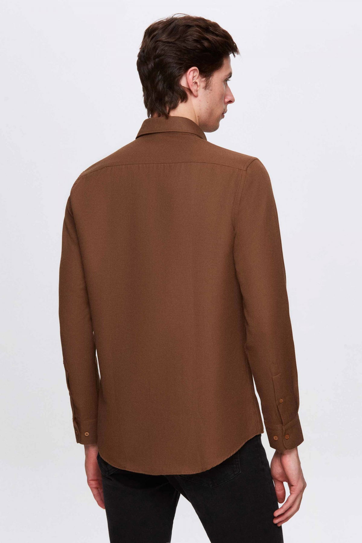 Ds Damat Slim Fit Textured Button-Down Cotton Shirt - Taupe