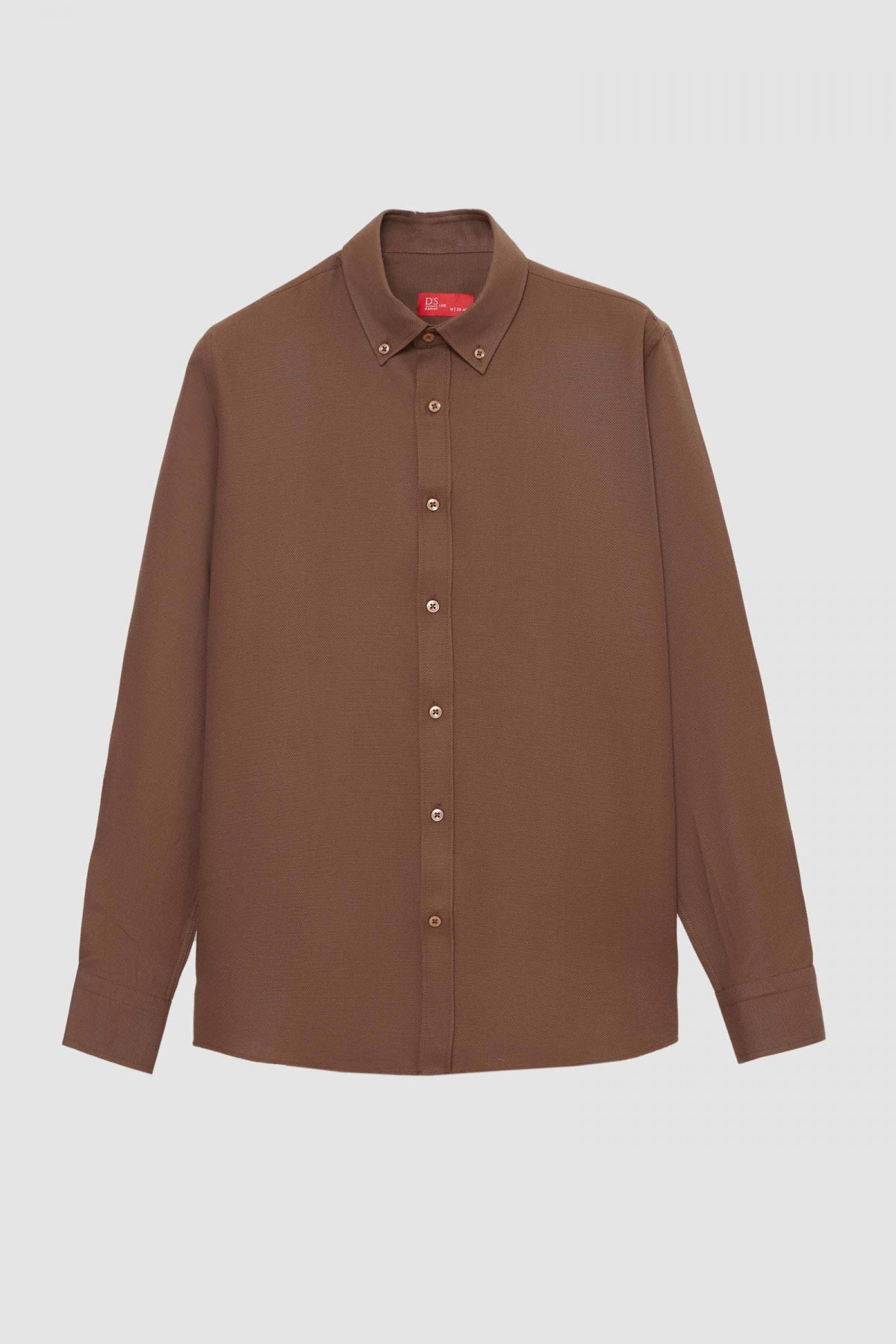 Ds Damat Slim Fit Textured Button-Down Cotton Shirt - Taupe