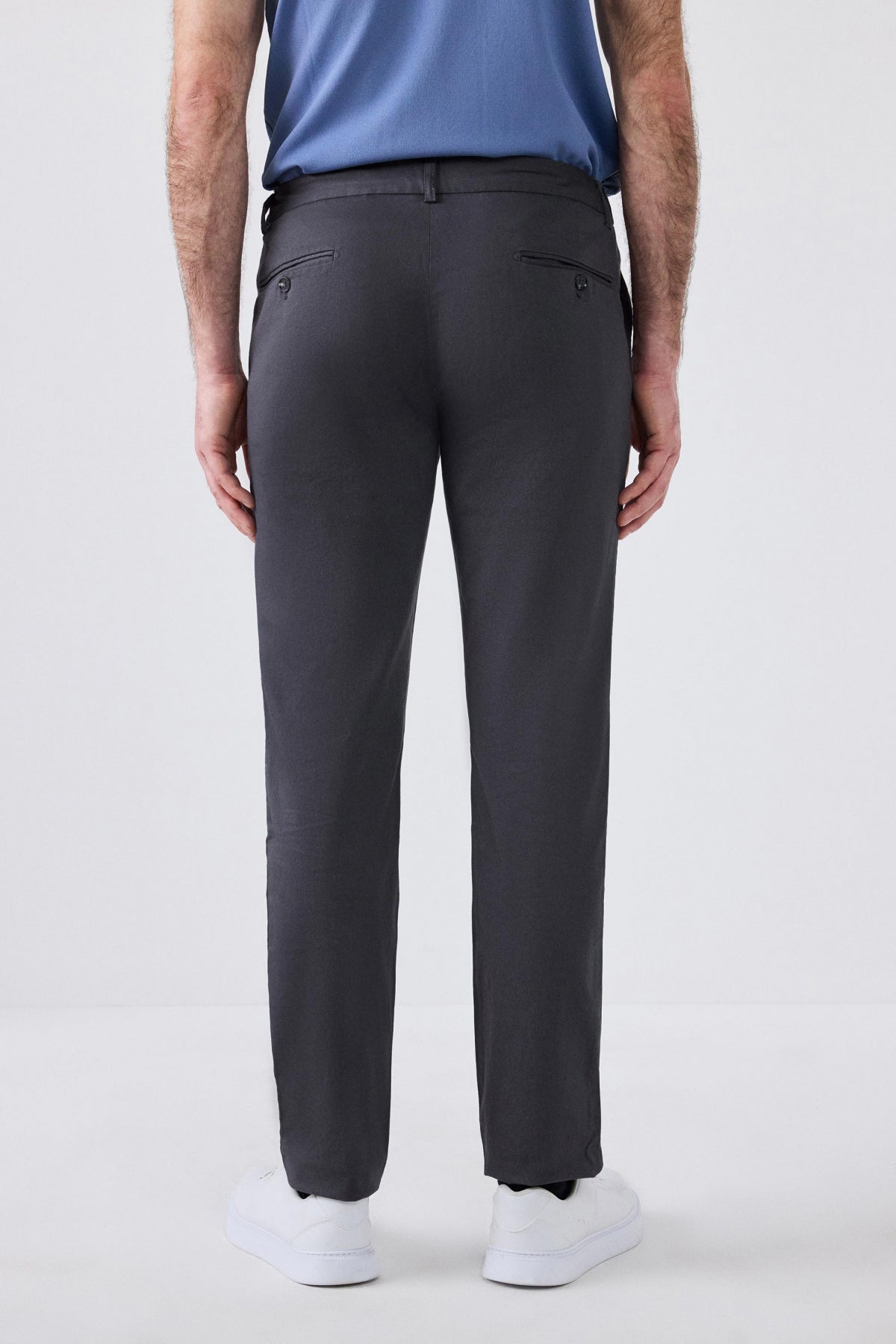 Ds Damat Slim Fit Textured Elastic Waist Stretchable Side Pocket Chino Pants - Anthracite