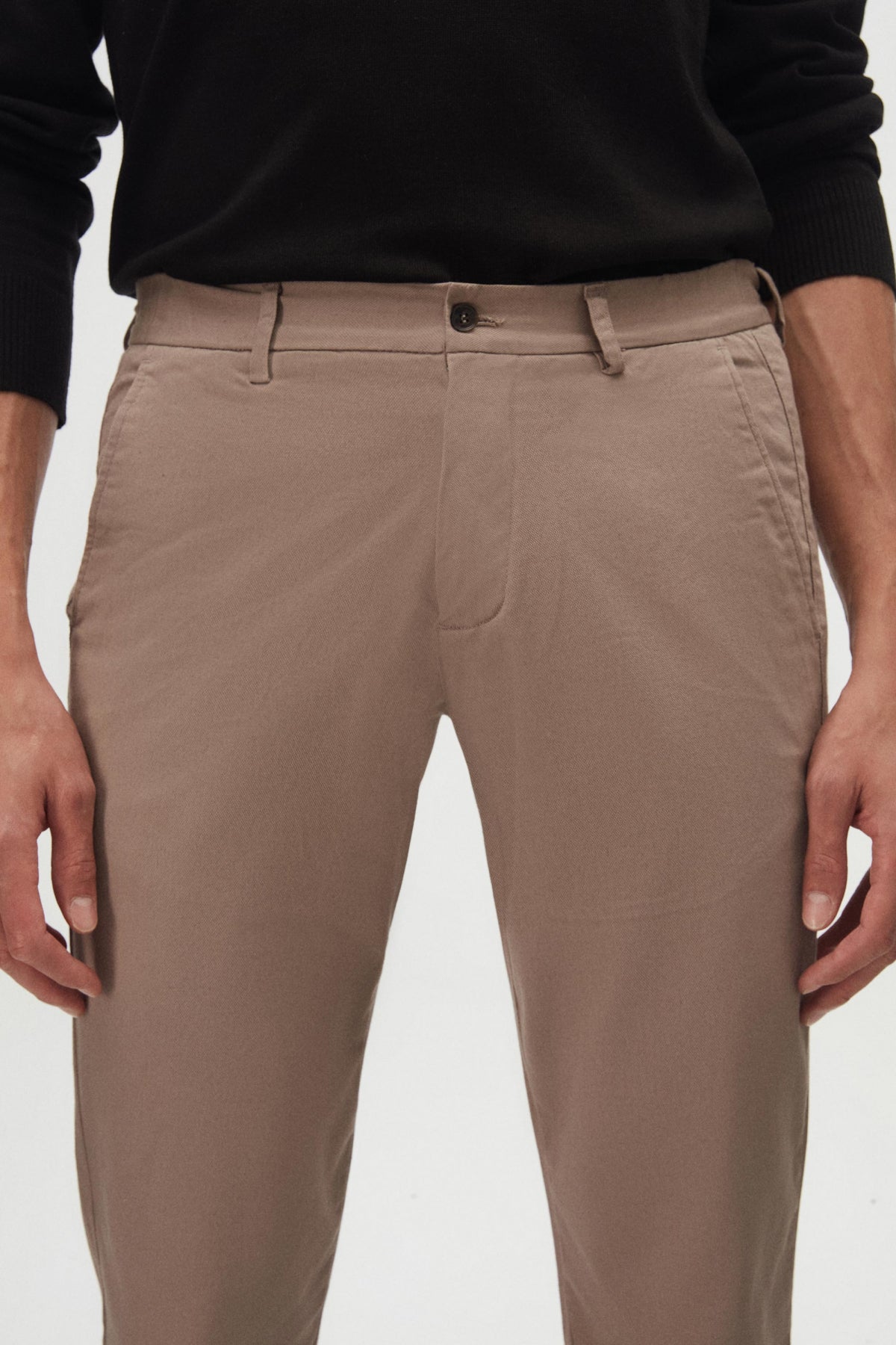 Ds Damat Slim Fit Textured Elastic Waist Stretchable Side Pocket Chino Pants - Beige