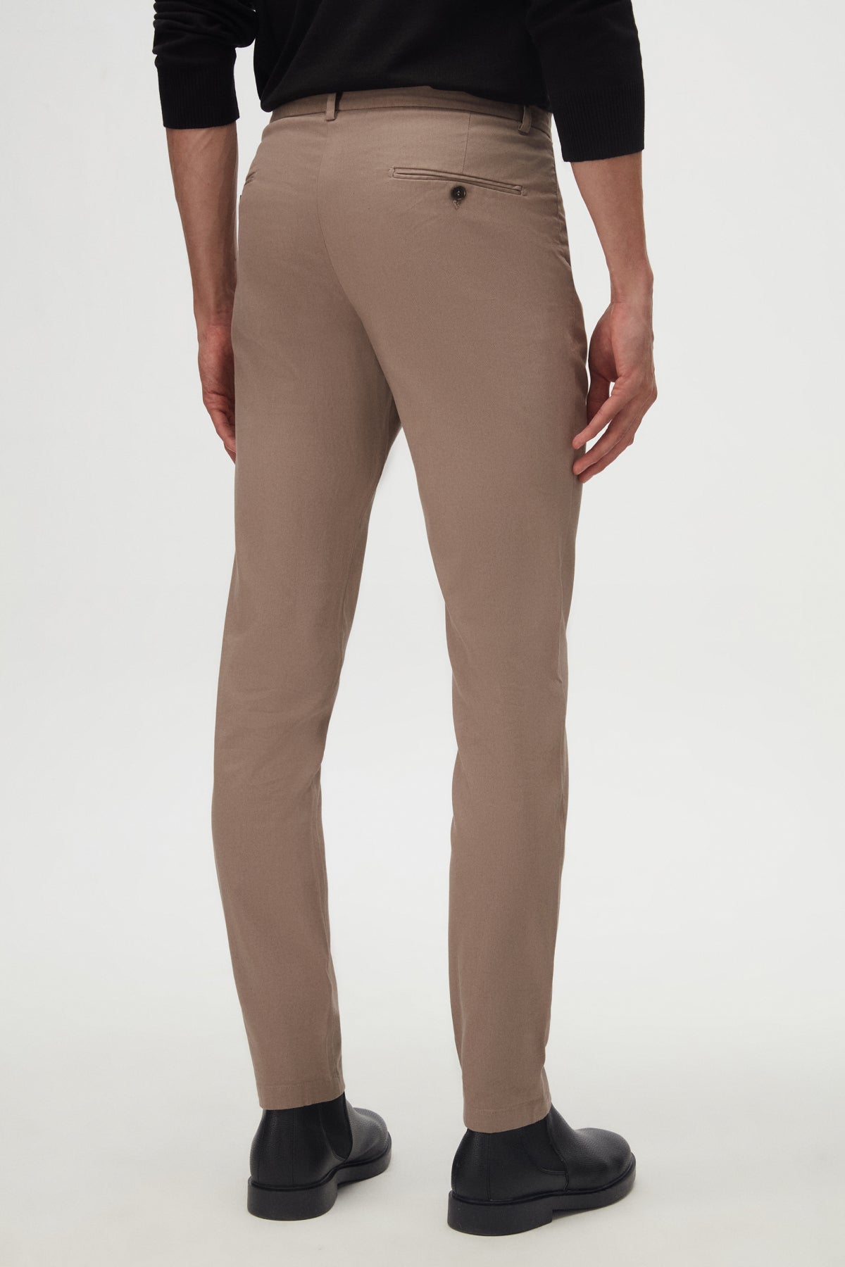 Ds Damat Slim Fit Textured Elastic Waist Stretchable Side Pocket Chino Pants - Beige