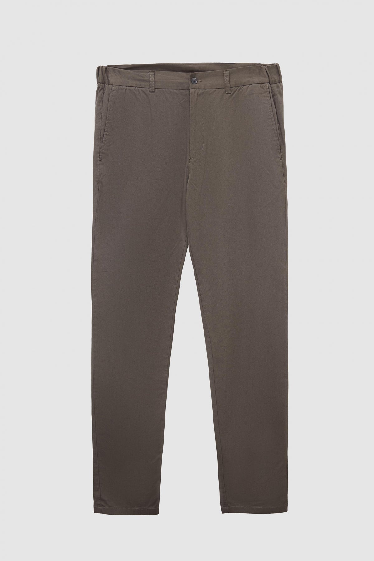 Ds Damat Slim Fit Textured Elastic Waist Stretchable Side Pocket Chino Pants - Khaki