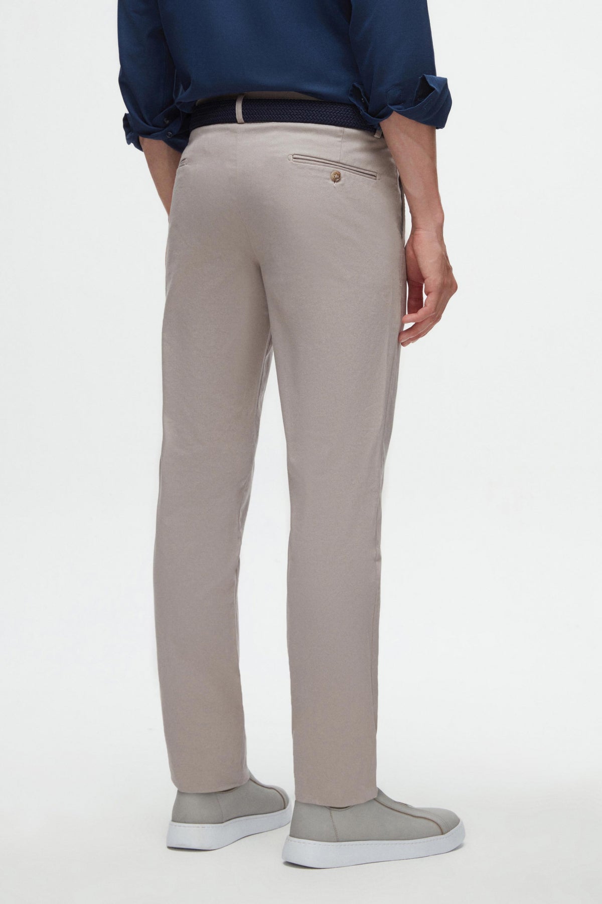 Ds Damat Slim Fit Textured Elastic Waist Stretchable Side Pocket Chino Pants - Stone