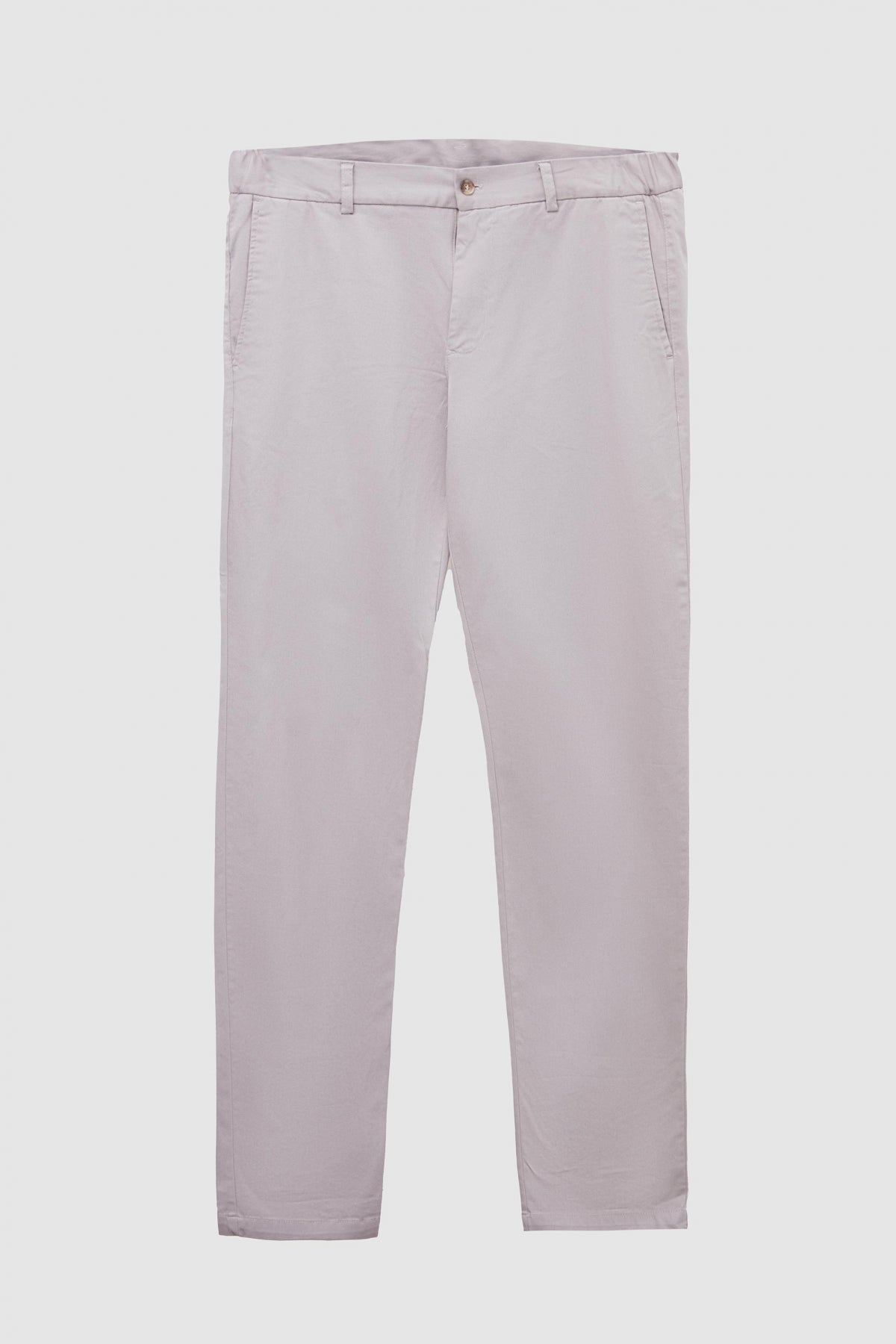Ds Damat Slim Fit Textured Elastic Waist Stretchable Side Pocket Chino Pants - Stone