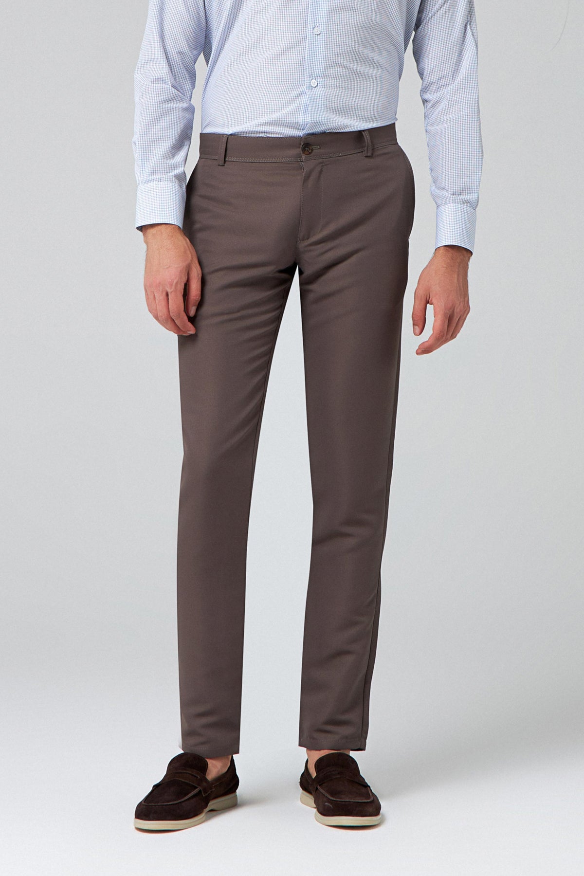 Ds Damat Slim Fit Textured Side Pocket Cotton Chino Pants - Gray