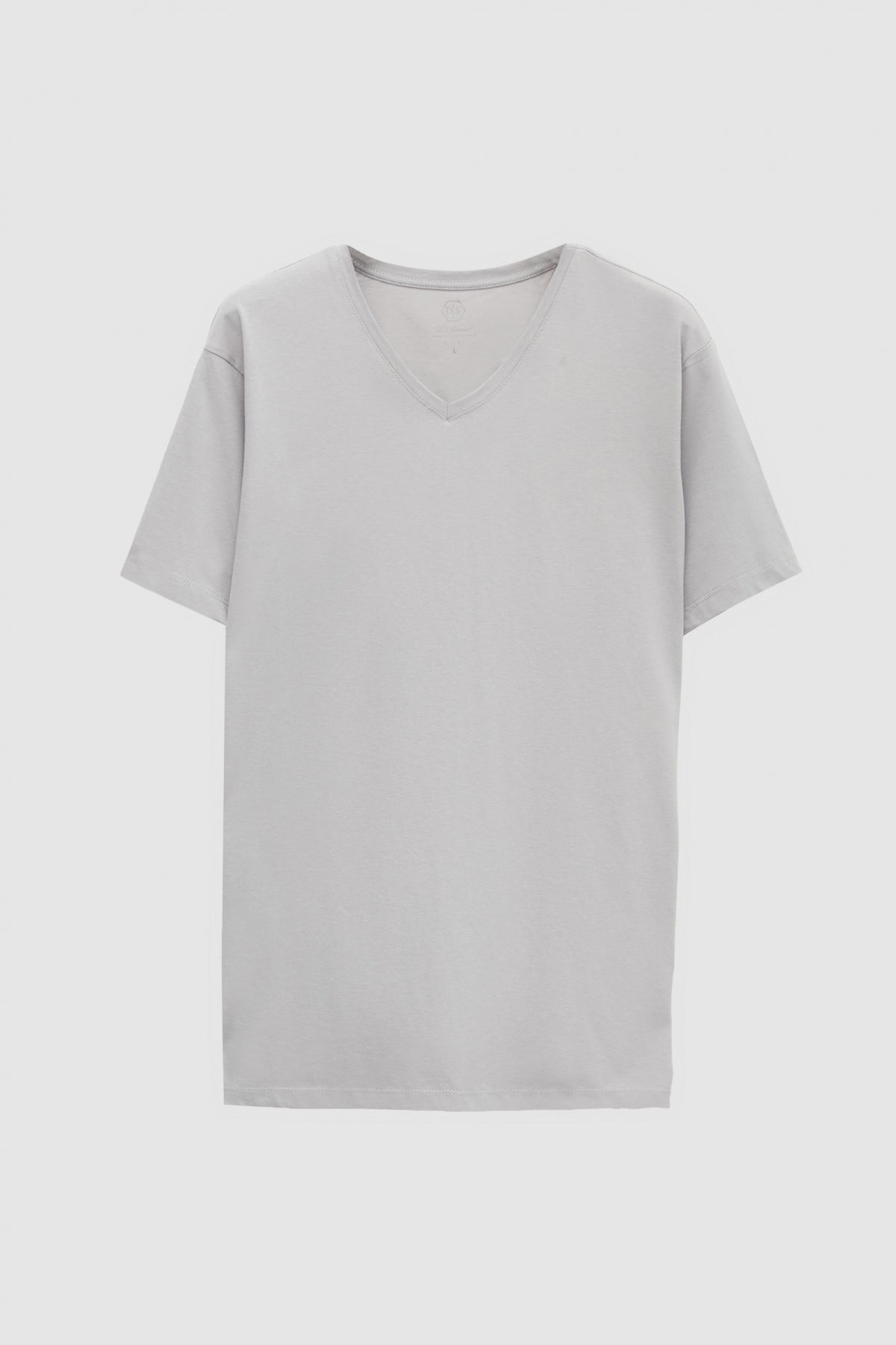 Ds Damat Slim Fit V-Neck 100% Cotton T-Shirt - Gray