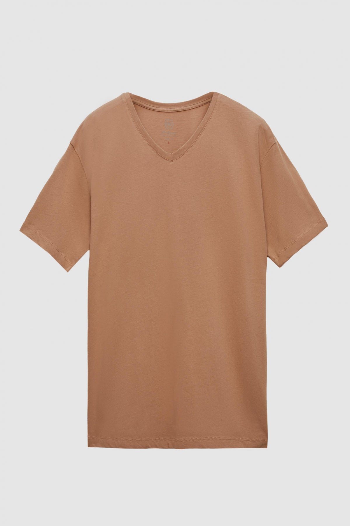 Ds Damat Slim Fit V-Neck 100% Cotton T-Shirt - Taupe