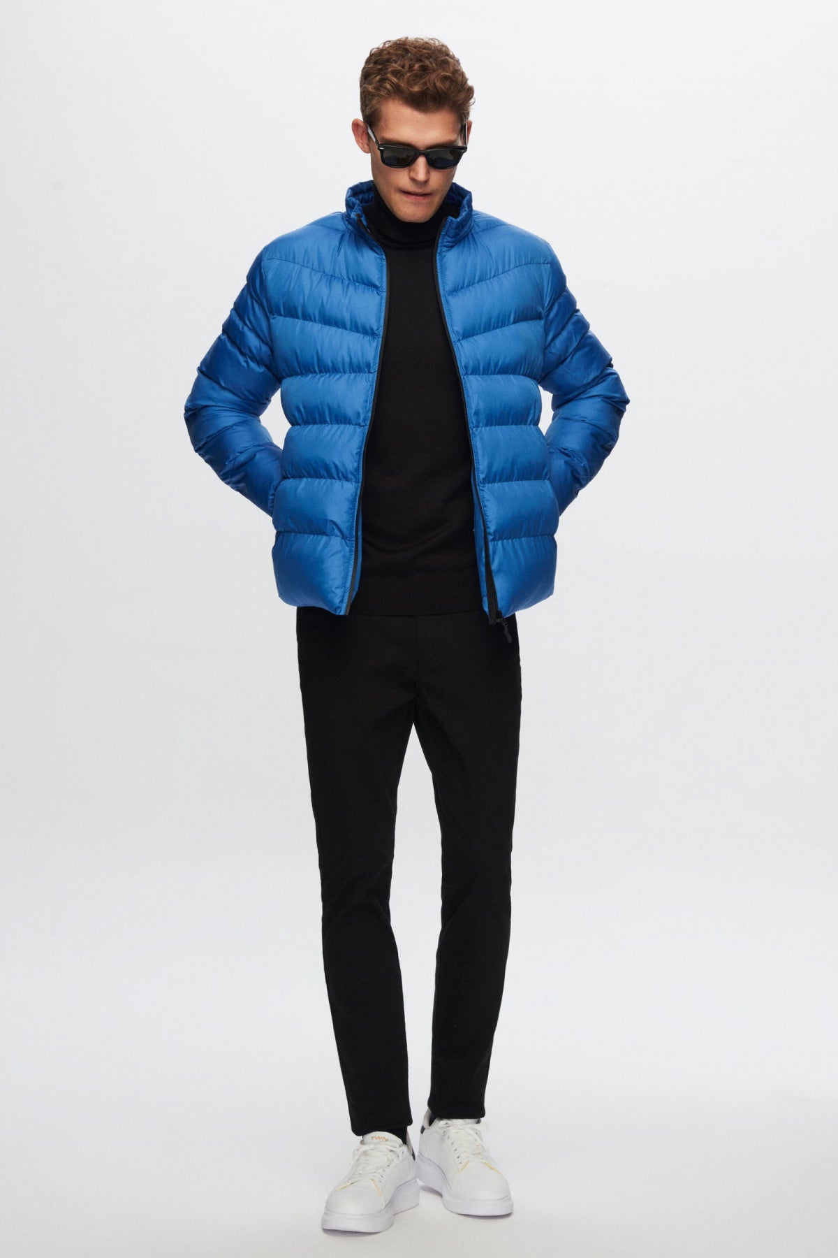 Ds Damat Slim Fit Windproof Fiber-Filled Puffer Jacket - Blue