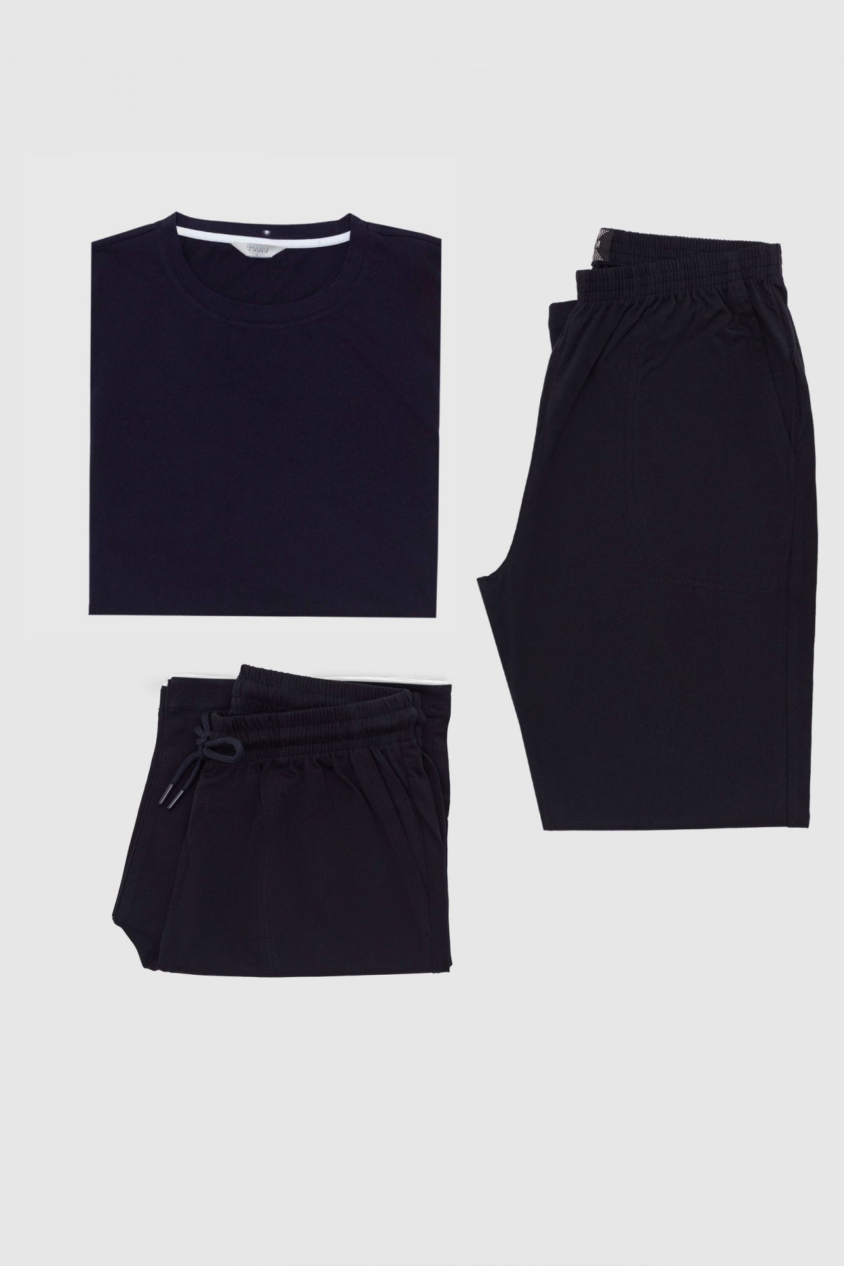 Twn 100% Cotton Short Sleeve 3-Pack Pajama Set - Navy Blue