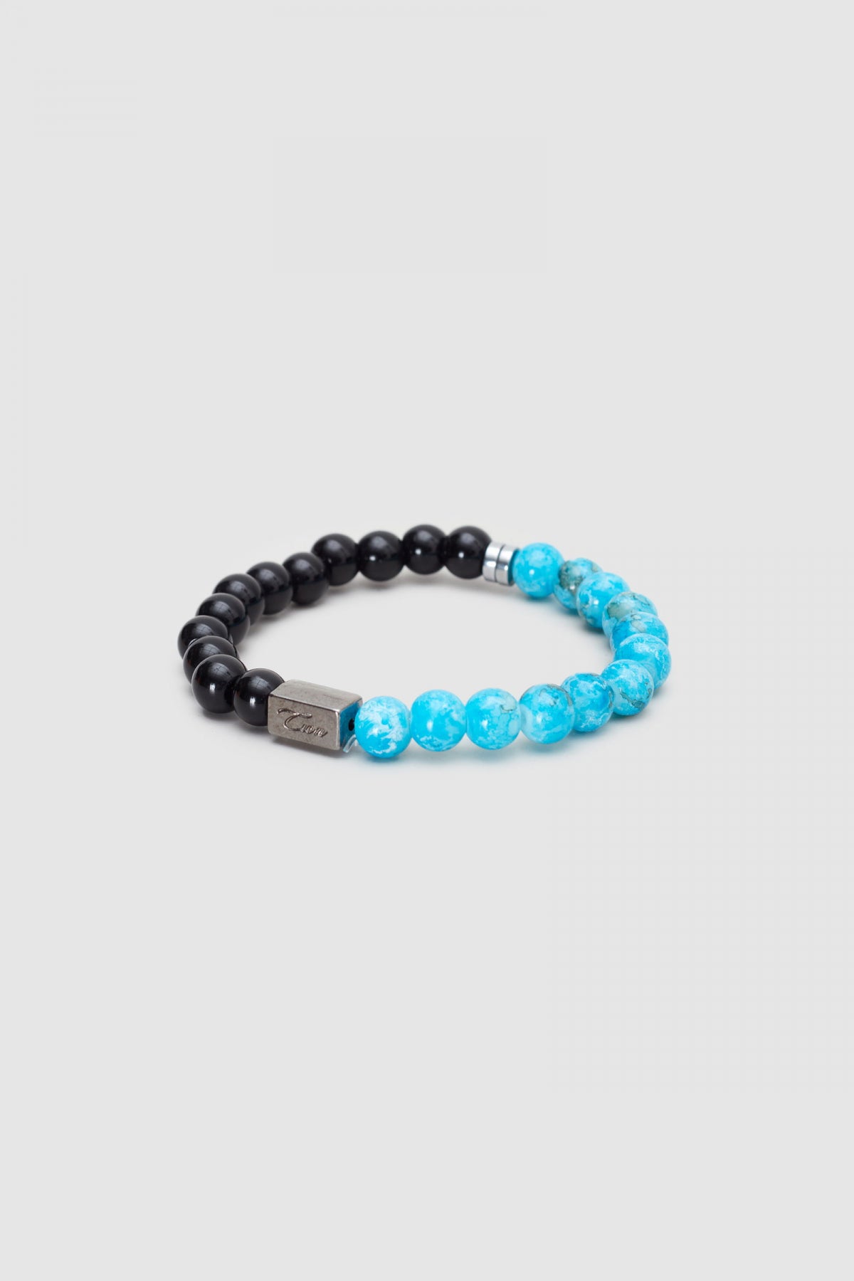 Twn Glossy Glass Men's Bracelet  - Shiny Black Blue