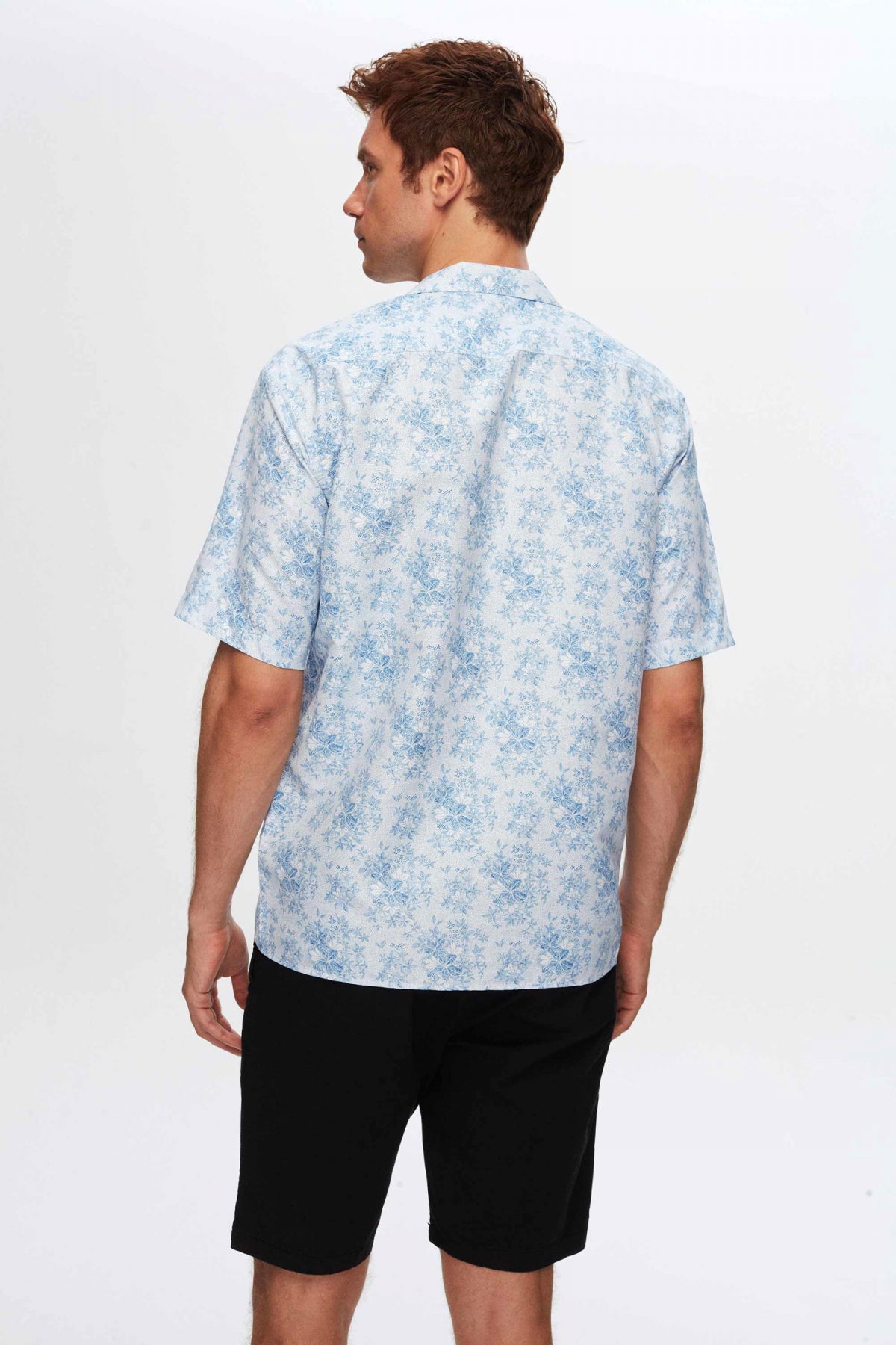 Twn Relaxed Printed Floral Explorer Collar Short Sleeve Summer Shirt - Blue