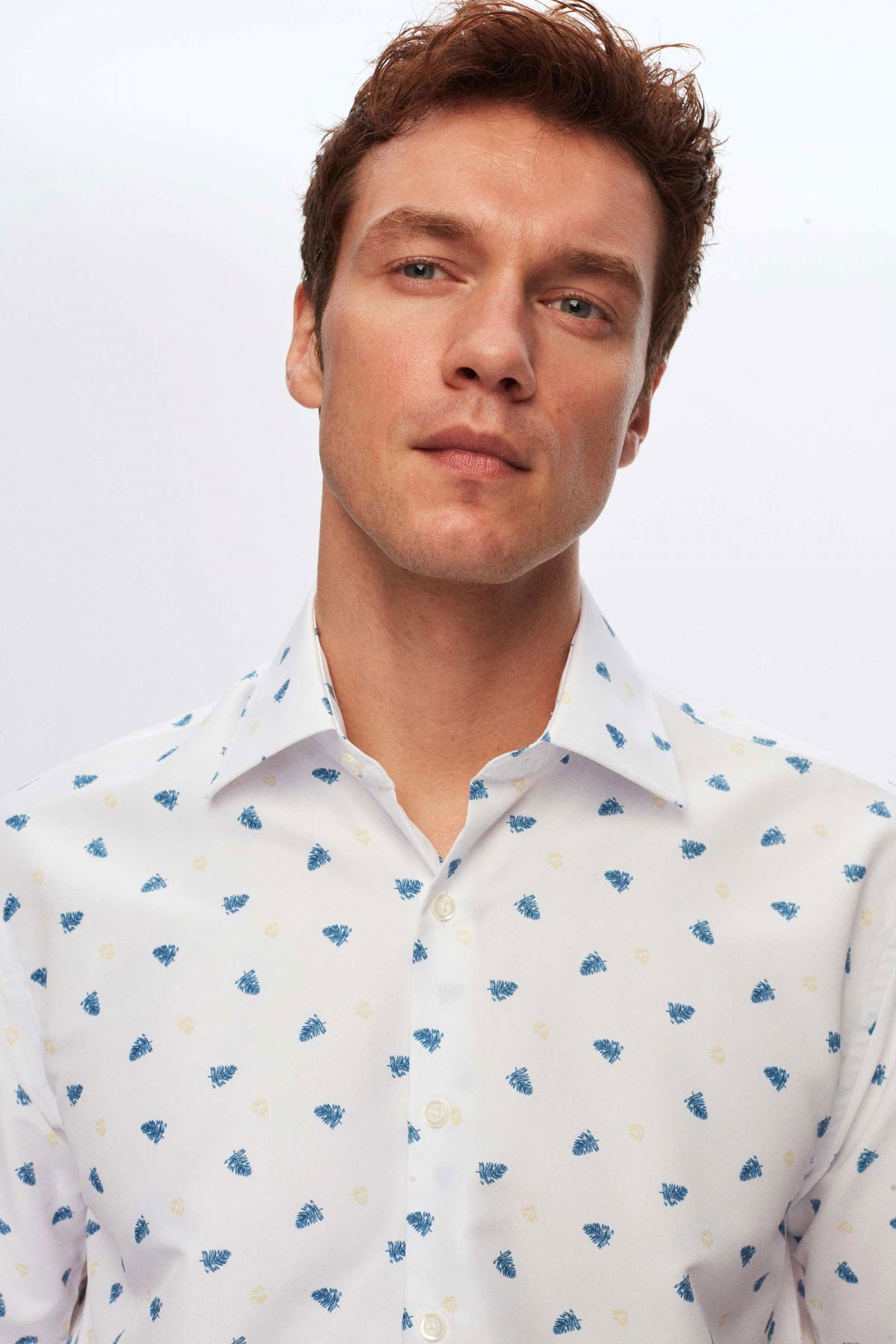 Twn Relaxed Printed Tree Pattern Short Sleeve Summer Shirt - White