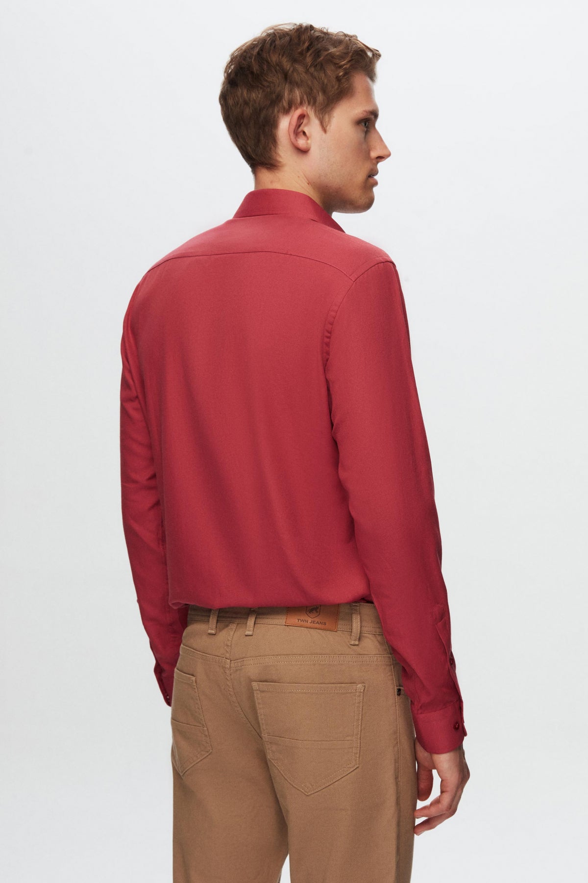 Twn Slim Fit Oxford Shirt - Burgundy