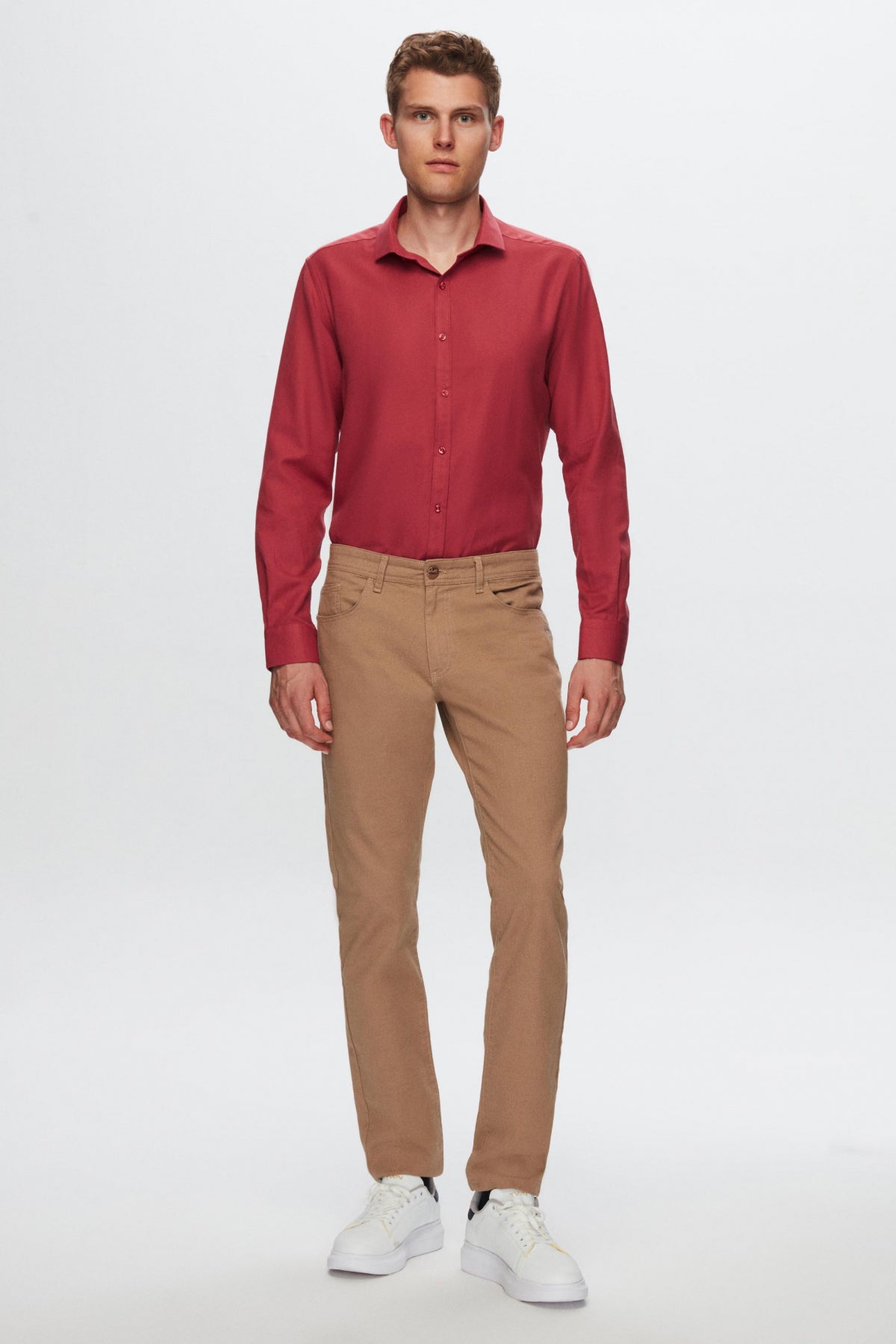 Twn Slim Fit Oxford Shirt - Burgundy