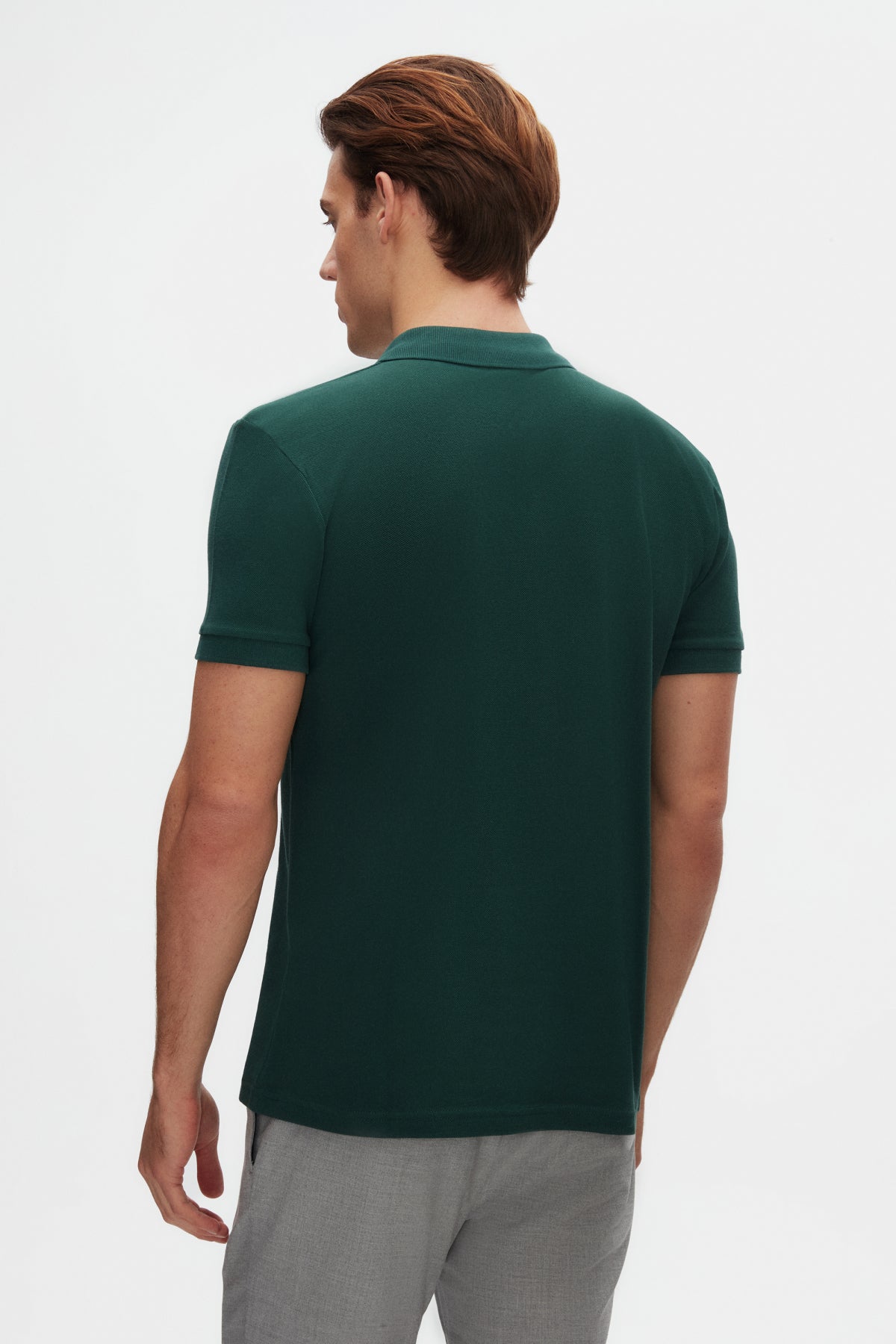 Twn Slim Fit Textured Half-Zip Polo Collar T-Shirt - Khaki