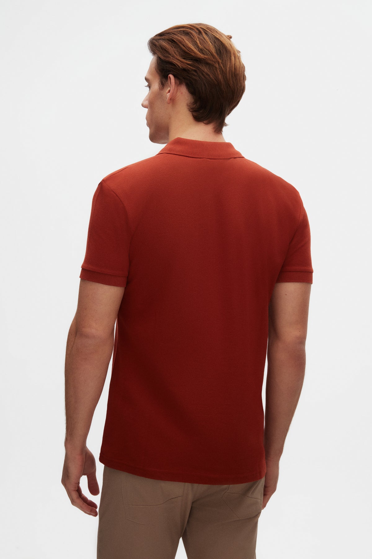 Twn Slim Fit Textured Half-Zip Polo Collar T-Shirt - Off White