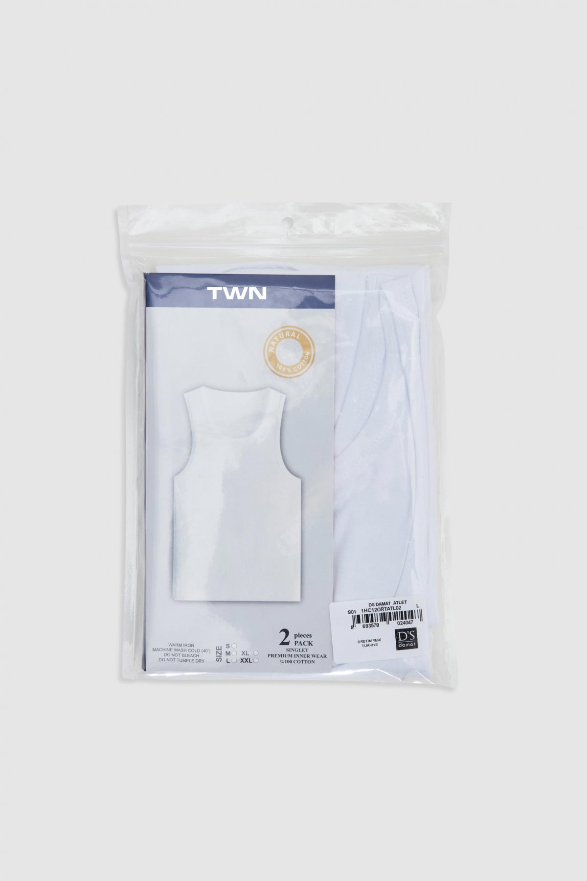 قميص داخلي Twn Standard Fit مسامي وممتص للعرق مصنوع من القطن بنسبة 100% مكون من 4 قطع - أبيض