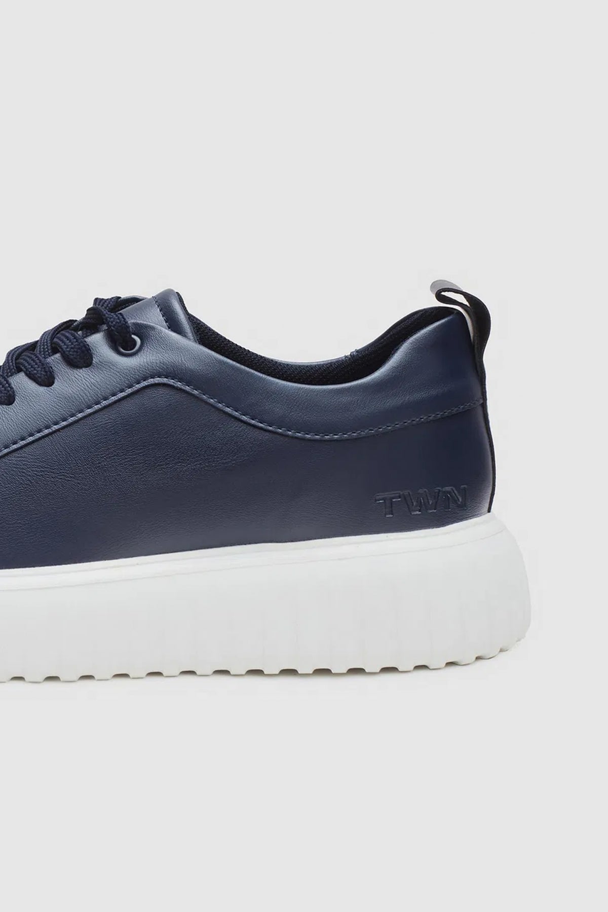 Twn Thick White Sole Lace-Up Sneakers - Navy Blue