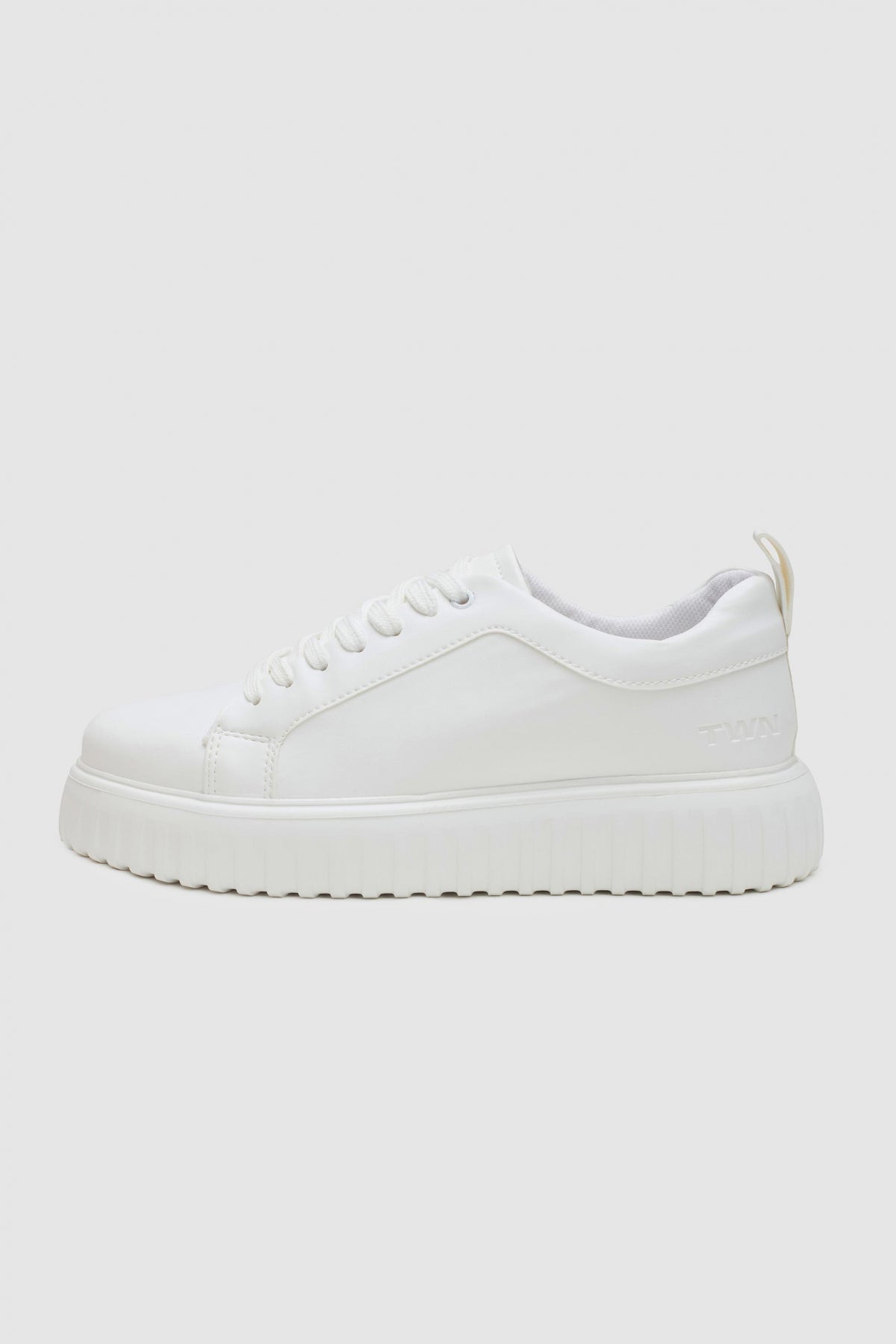 Twn Thick White Sole Lace-Up Sneakers - White