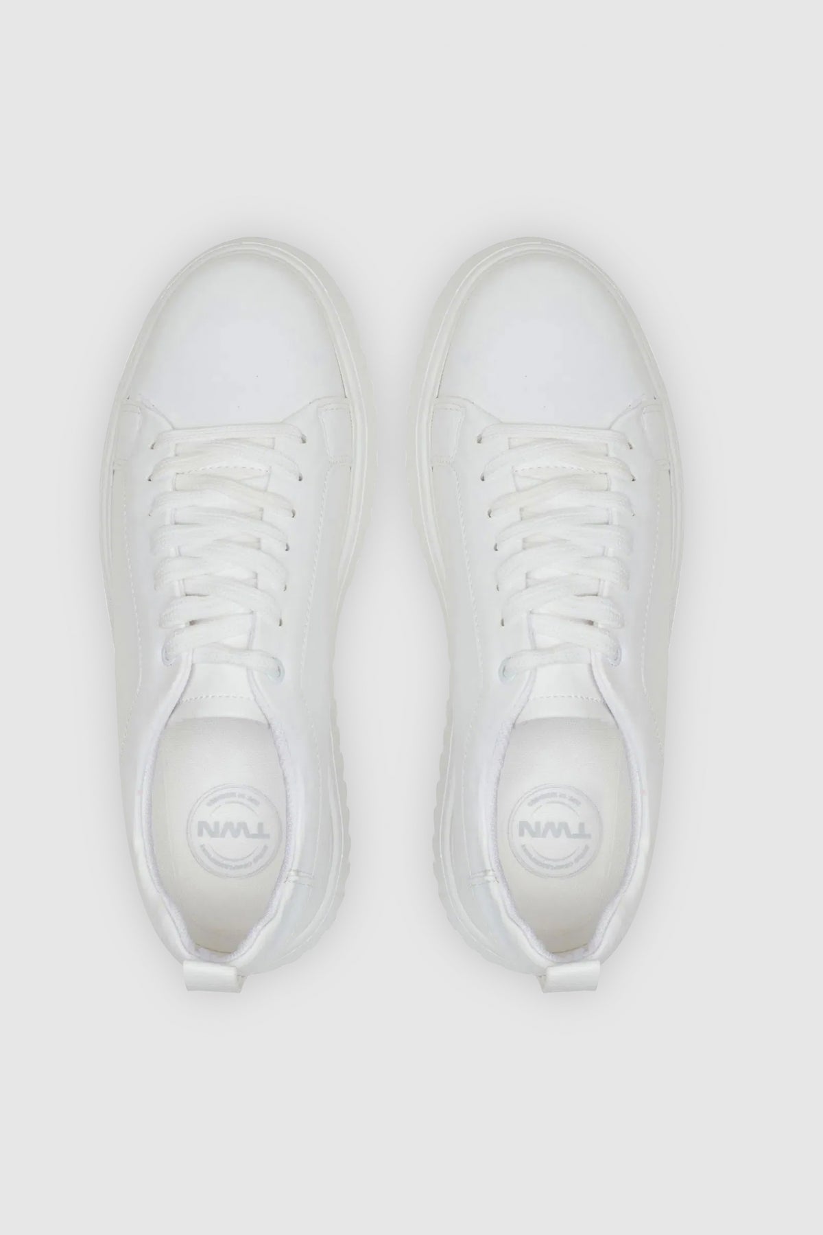 Twn Thick White Sole Lace-Up Sneakers - White