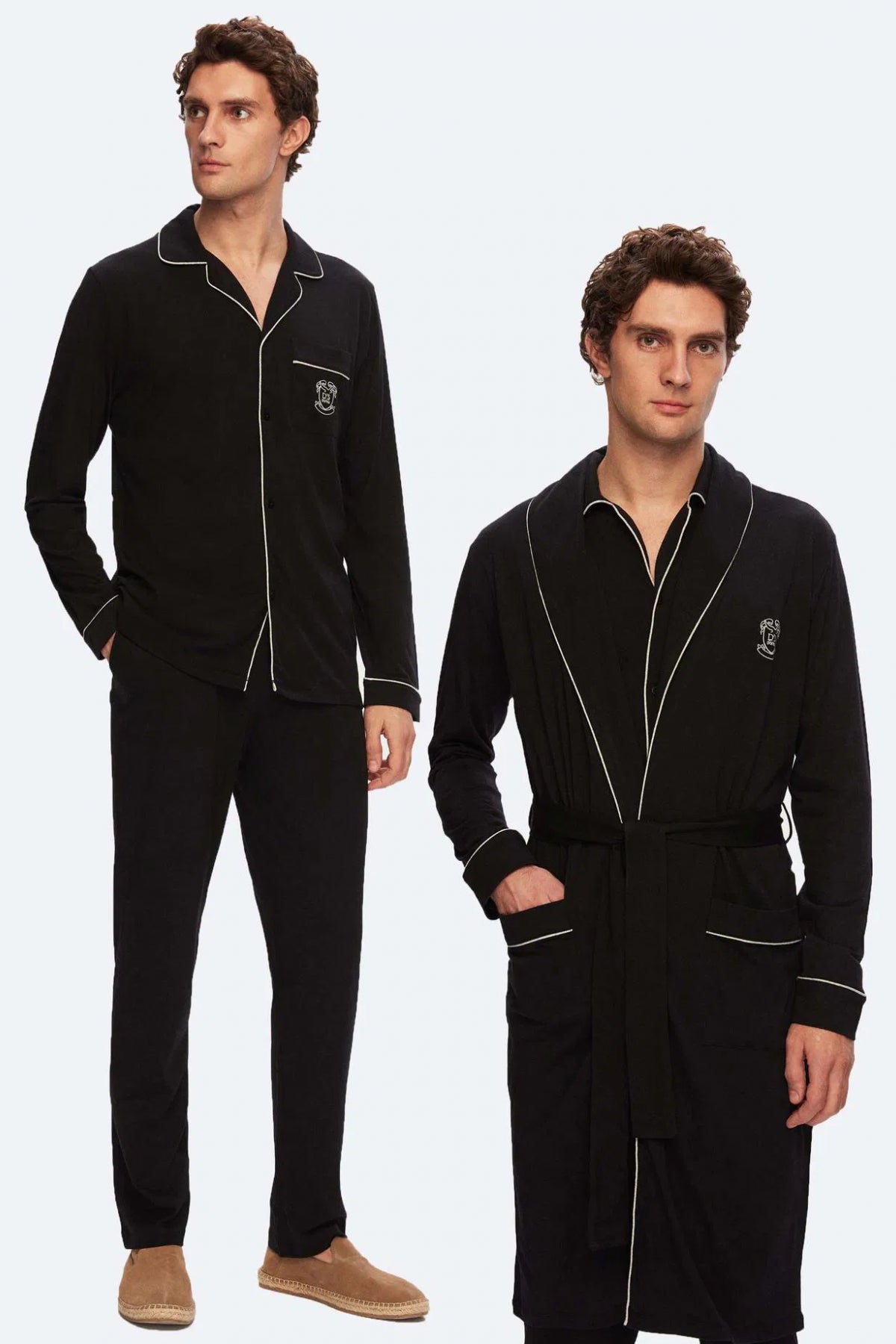 Ds Damat 3-Piece Pajama-Robe/Gown Groom Dowry Set  - Black
