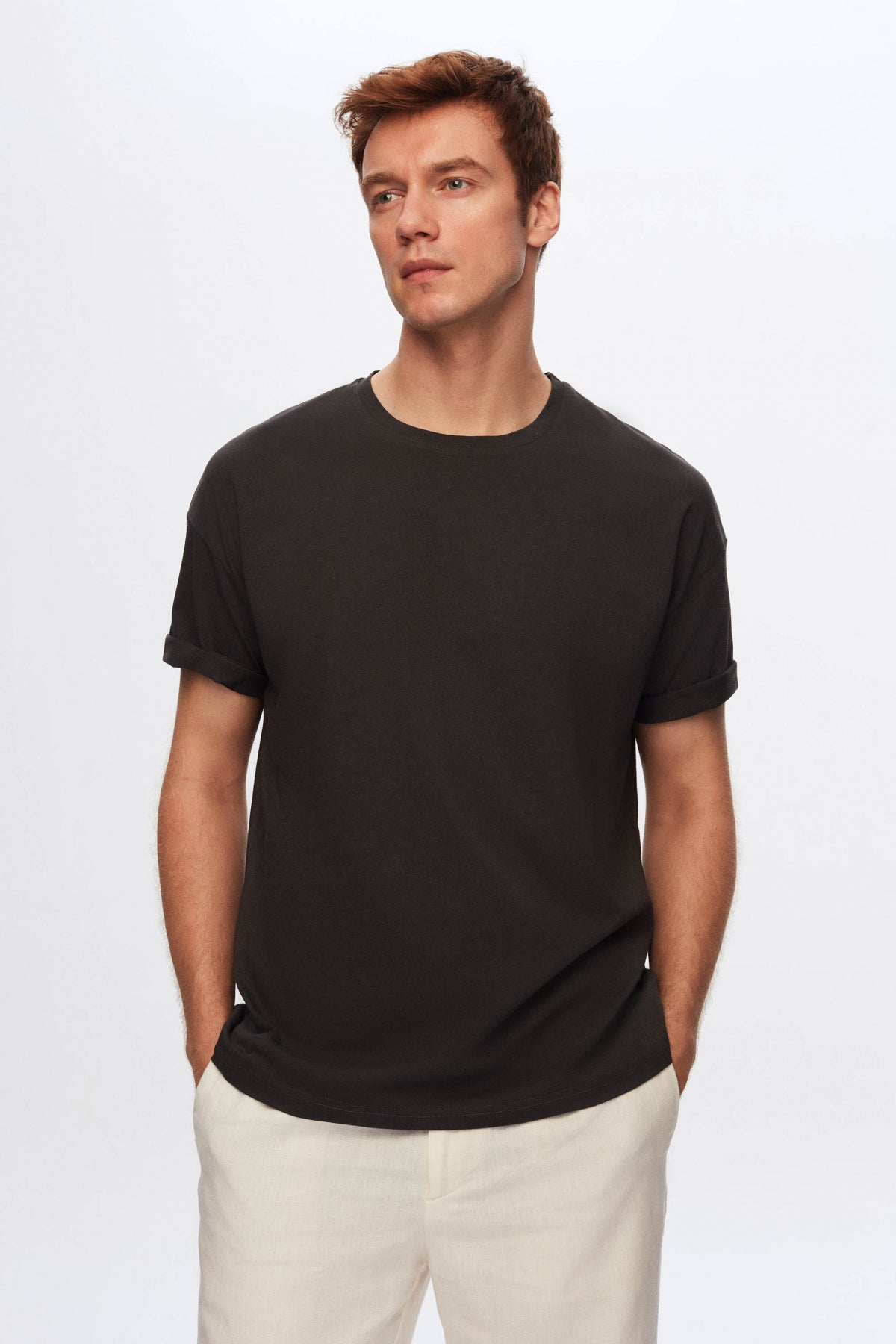 Ds Damat 5-Pack Oversize 100% Cotton T-Shirts  - Black/Anthracite/Burgundy/Gray/White