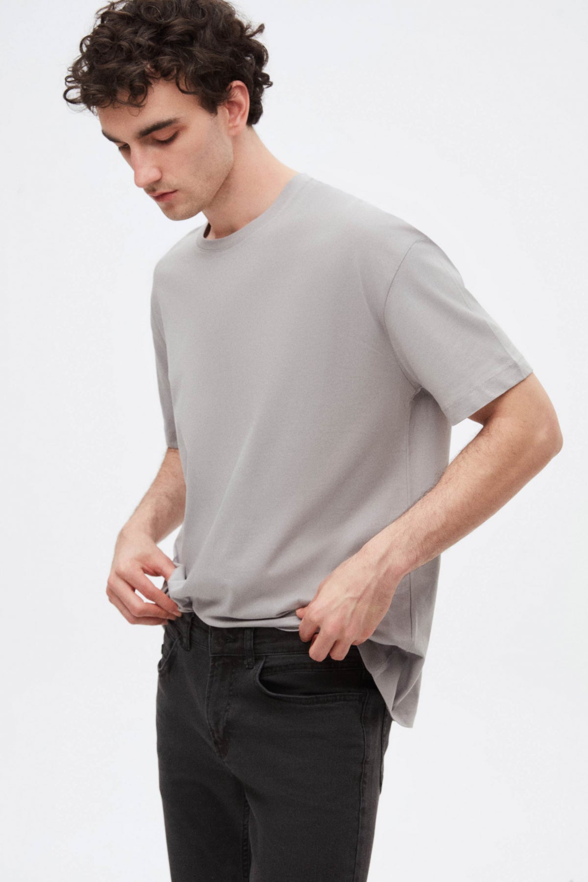 Ds Damat 5-Pack Oversize 100% Cotton T-Shirts  - Black/Anthracite/Burgundy/Gray/White