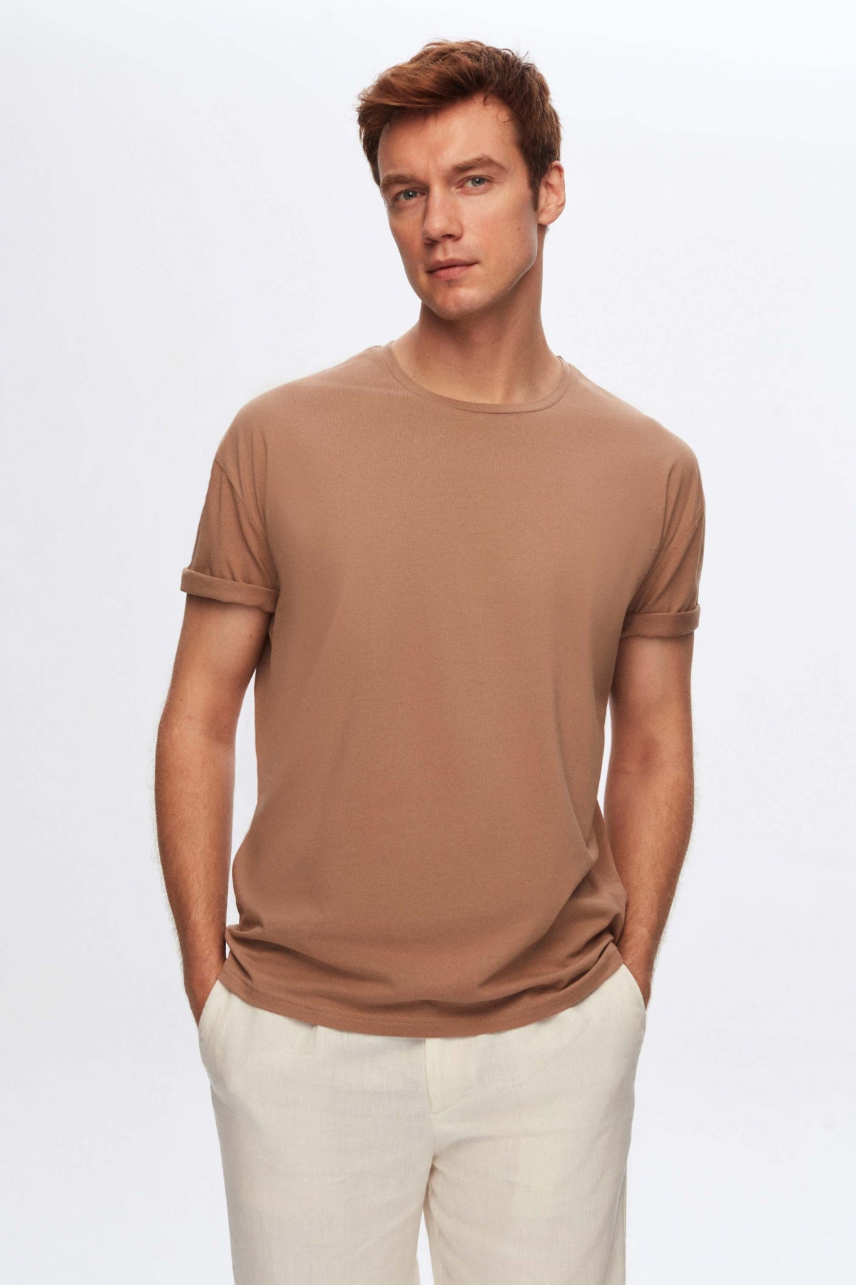 Ds Damat 5-Pack Oversize 100% Cotton T-Shirts  - Black/Navy Blue/Khaki/Taupe/White