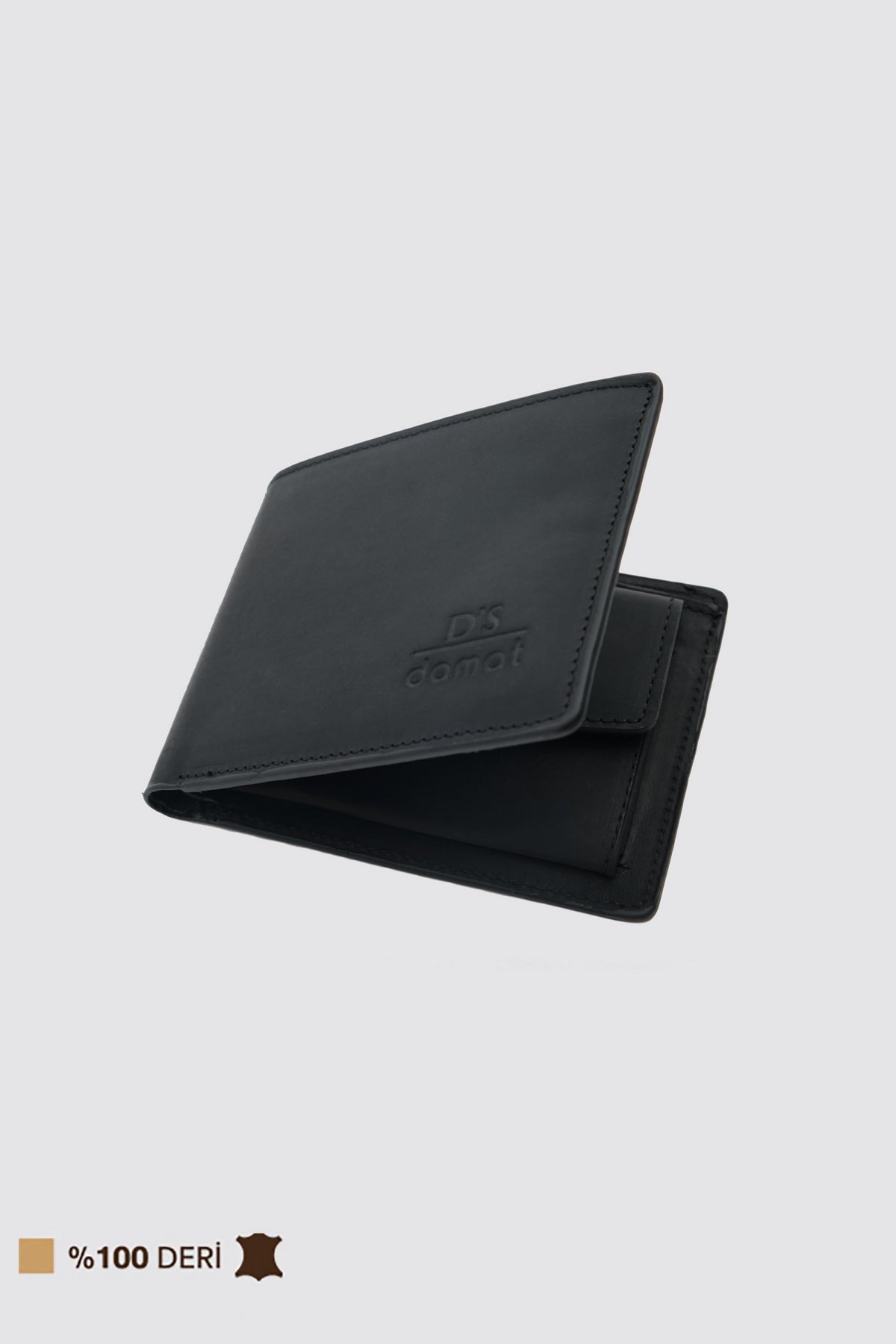 Ds Damat Boxed Coin Pocket Genuine Crazy Leather Wallet  - Black