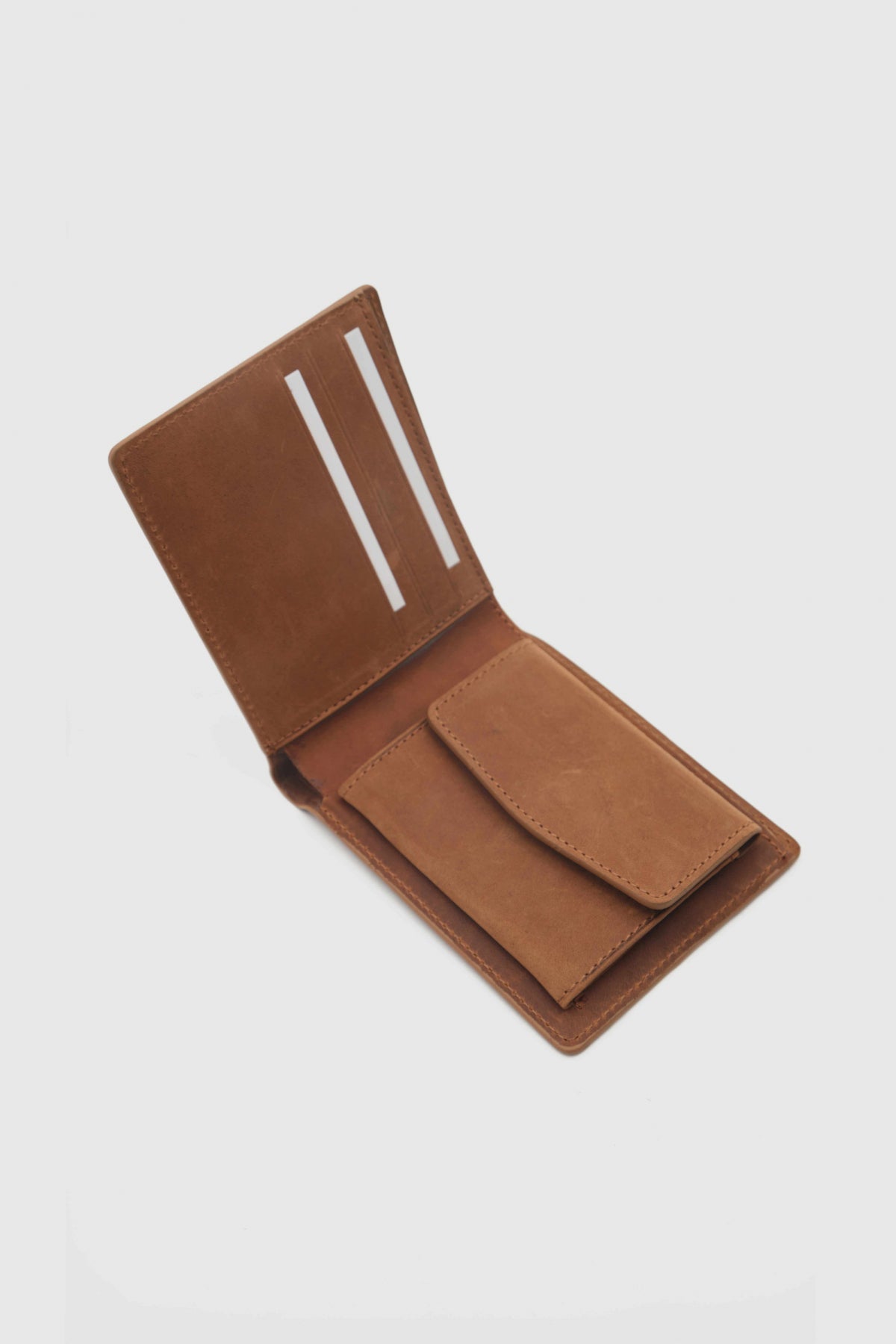 Ds Damat Boxed Coin Pocket Genuine Crazy Leather Wallet  - Tan