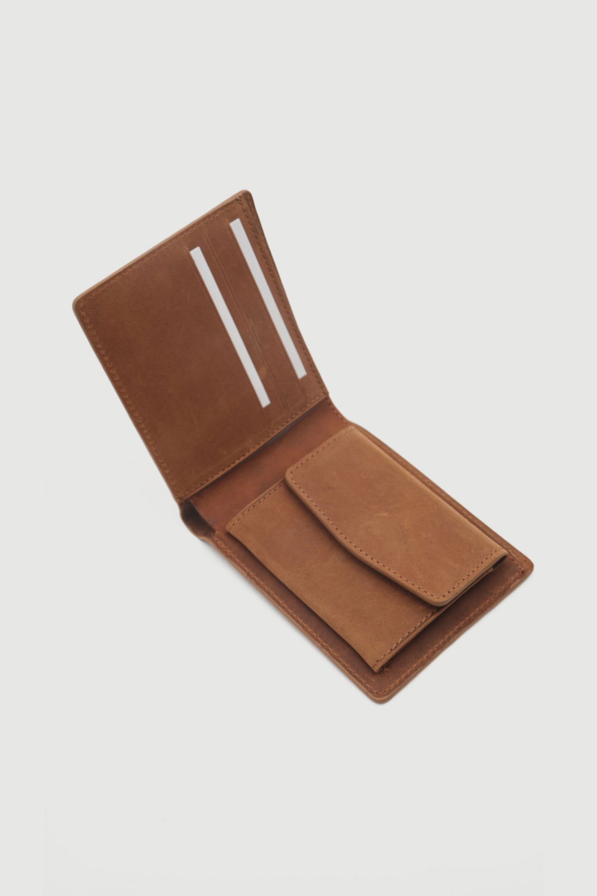 Ds Damat Boxed Coin Pocket Genuine Crazy Leather Wallet  - Tan